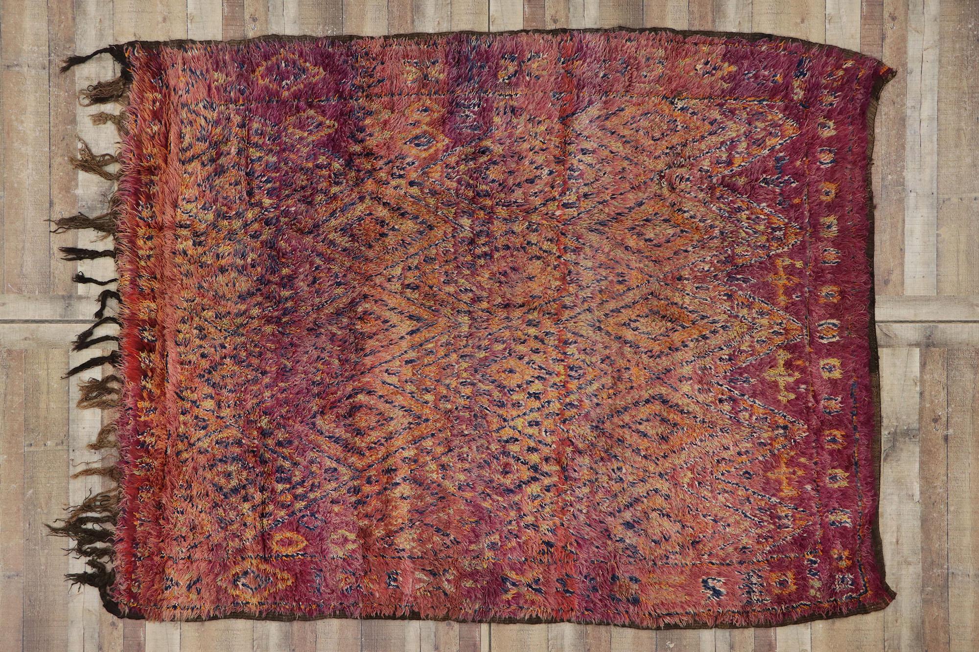 Vintage Beni MGuild Moroccan Rug, Sultry Boho Meets Modern Luxe For Sale 4
