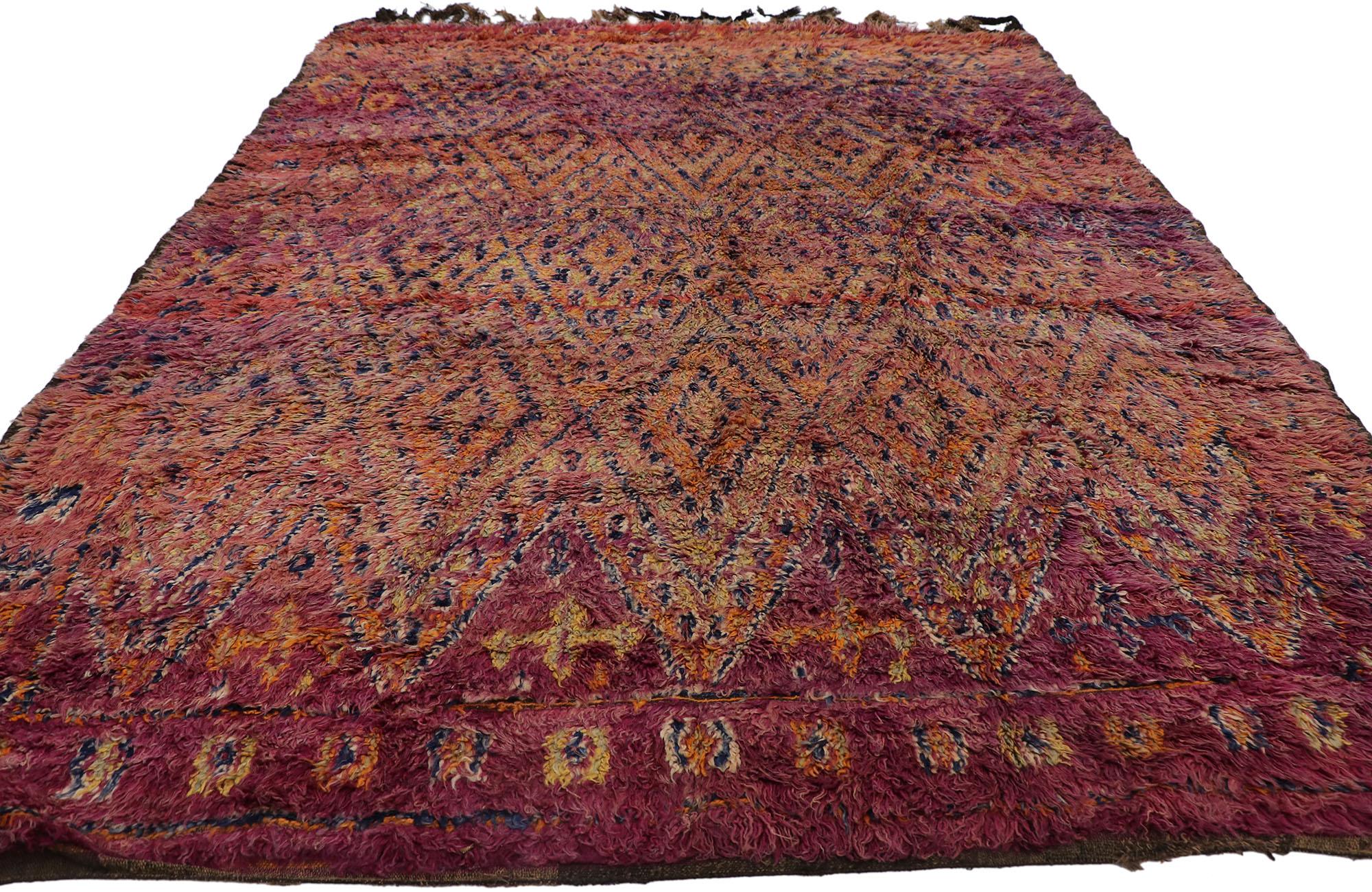 Bohemian Vintage Beni MGuild Moroccan Rug, Sultry Boho Meets Modern Luxe For Sale