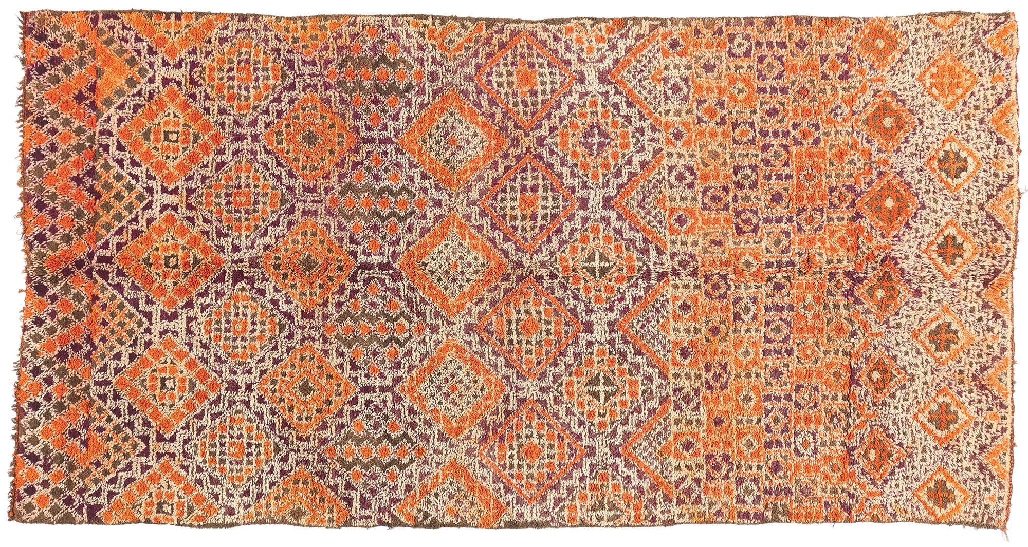 Vintage Beni MGuild Moroccan Rug, Tribal Enchantment Meets Mid-Century Modern  For Sale 4