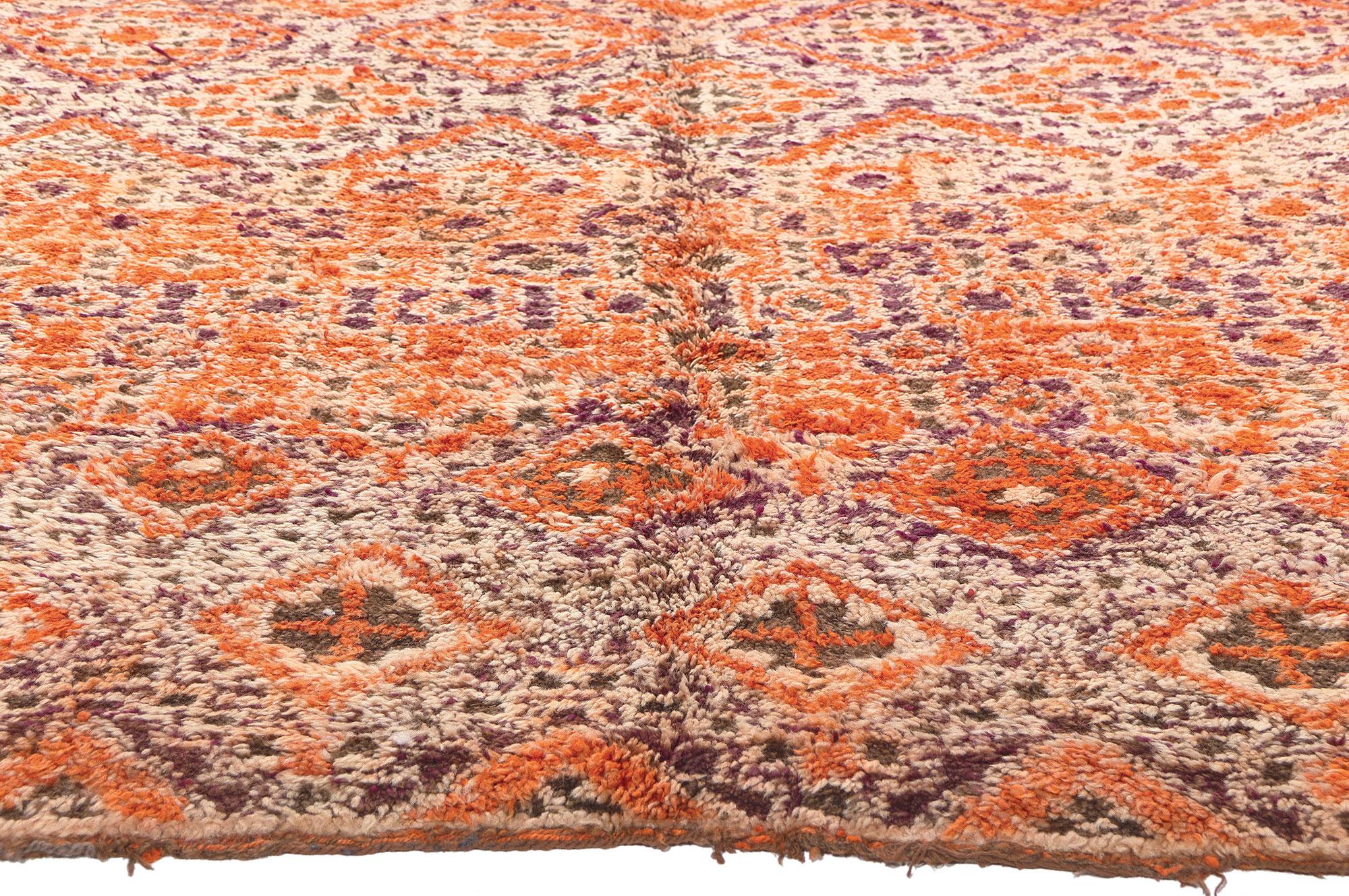 Vintage Beni MGuild Moroccan Rug, Tribal Enchantment Meets Mid-Century Modern In Good Condition For Sale In Dallas, TX