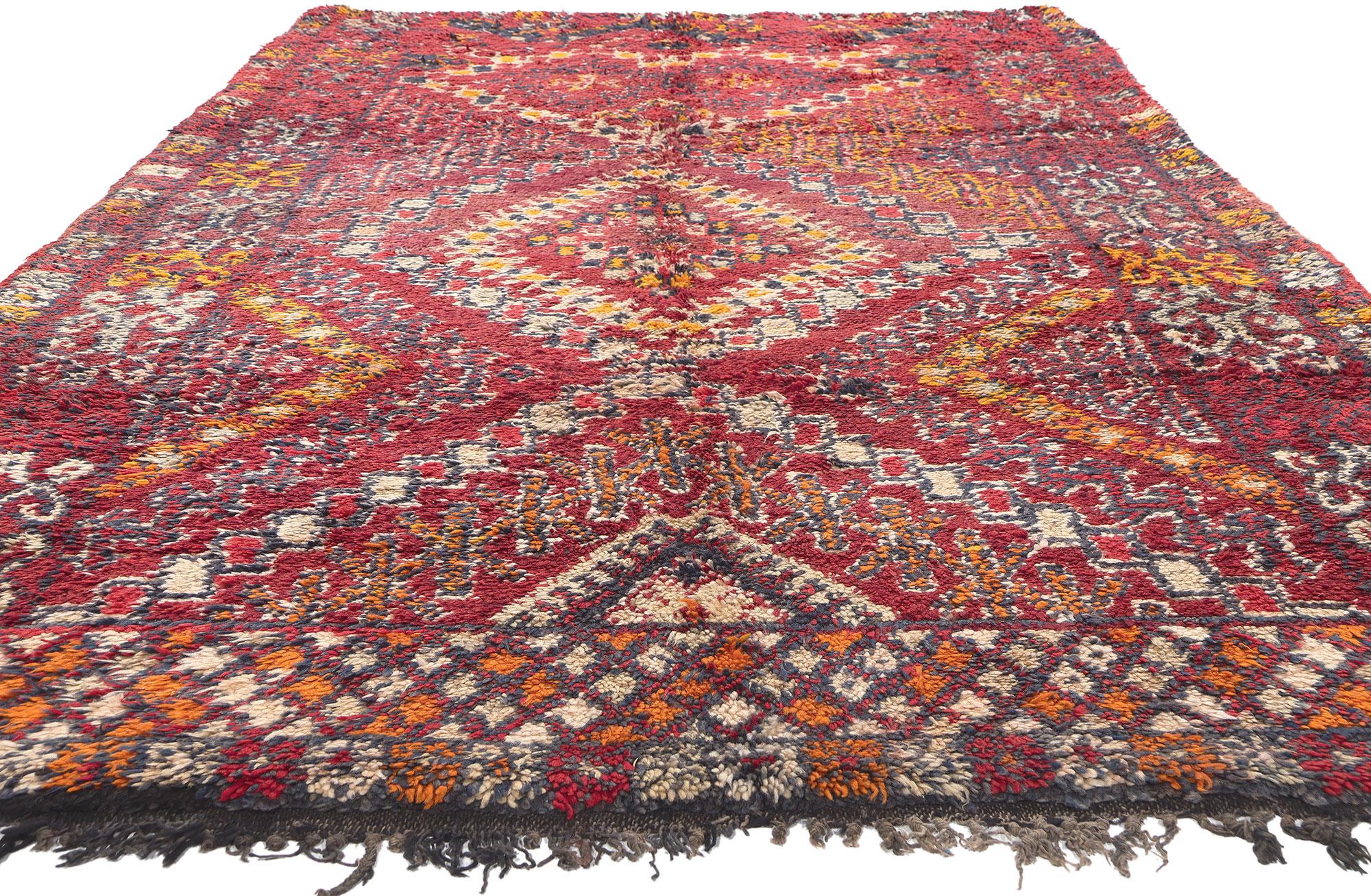 Mid-Century Modern Vintage Beni MGuild Moroccan Rug, Tribal Enchantment Meets Midcentury Modern For Sale