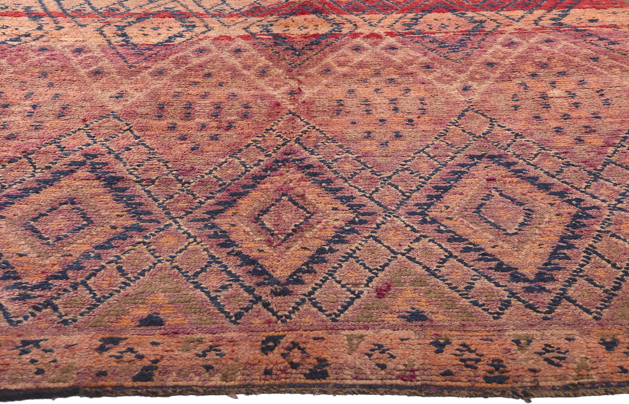 Hand-Knotted Vintage Beni MGuild Moroccan Rug, Wabi-Sabi Meets Modern Luxe For Sale