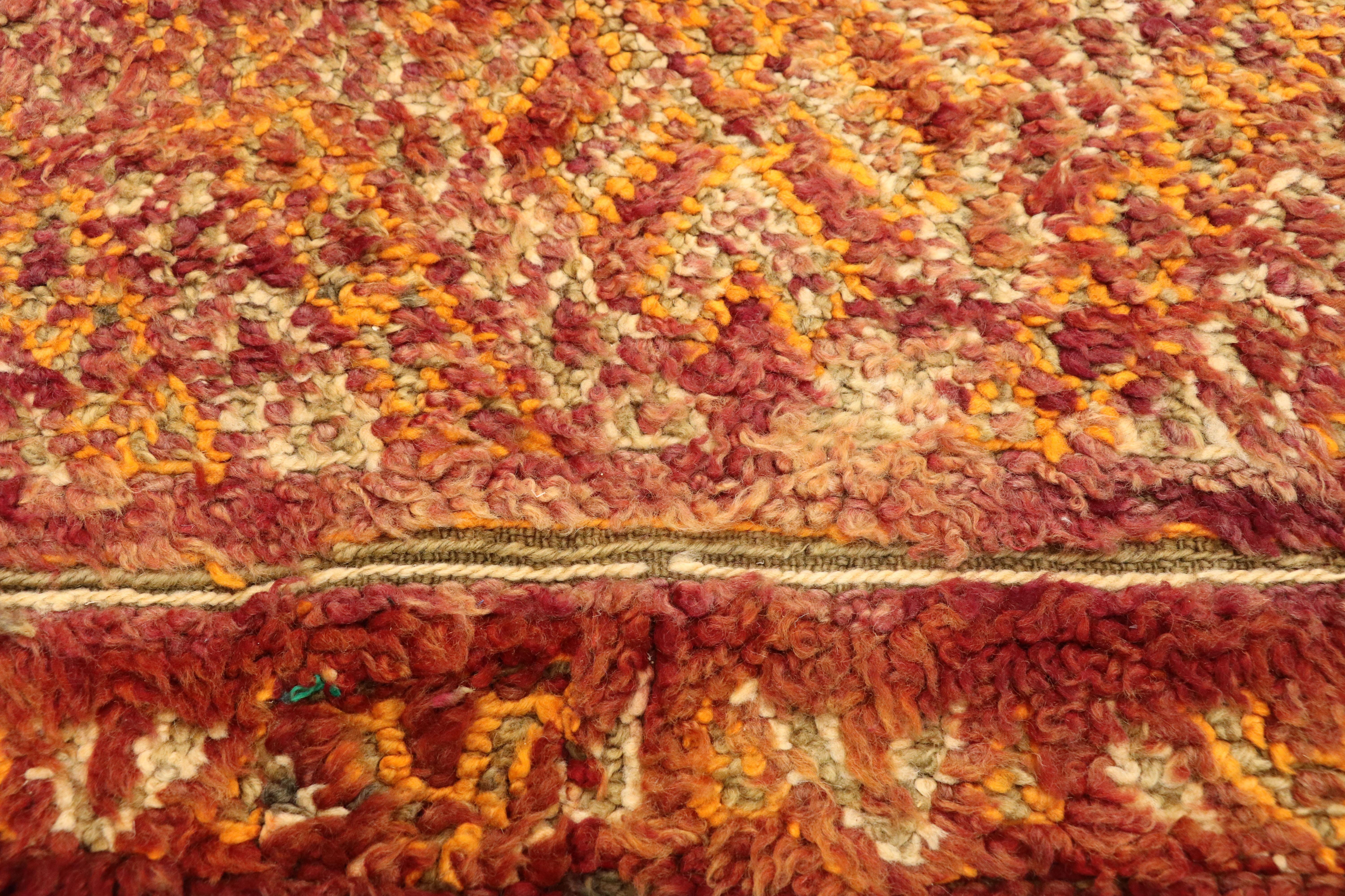 Hand-Knotted Vintage Beni M'Guild Moroccan Rug with a Diamond Pattern in Warm, Spicy Hues