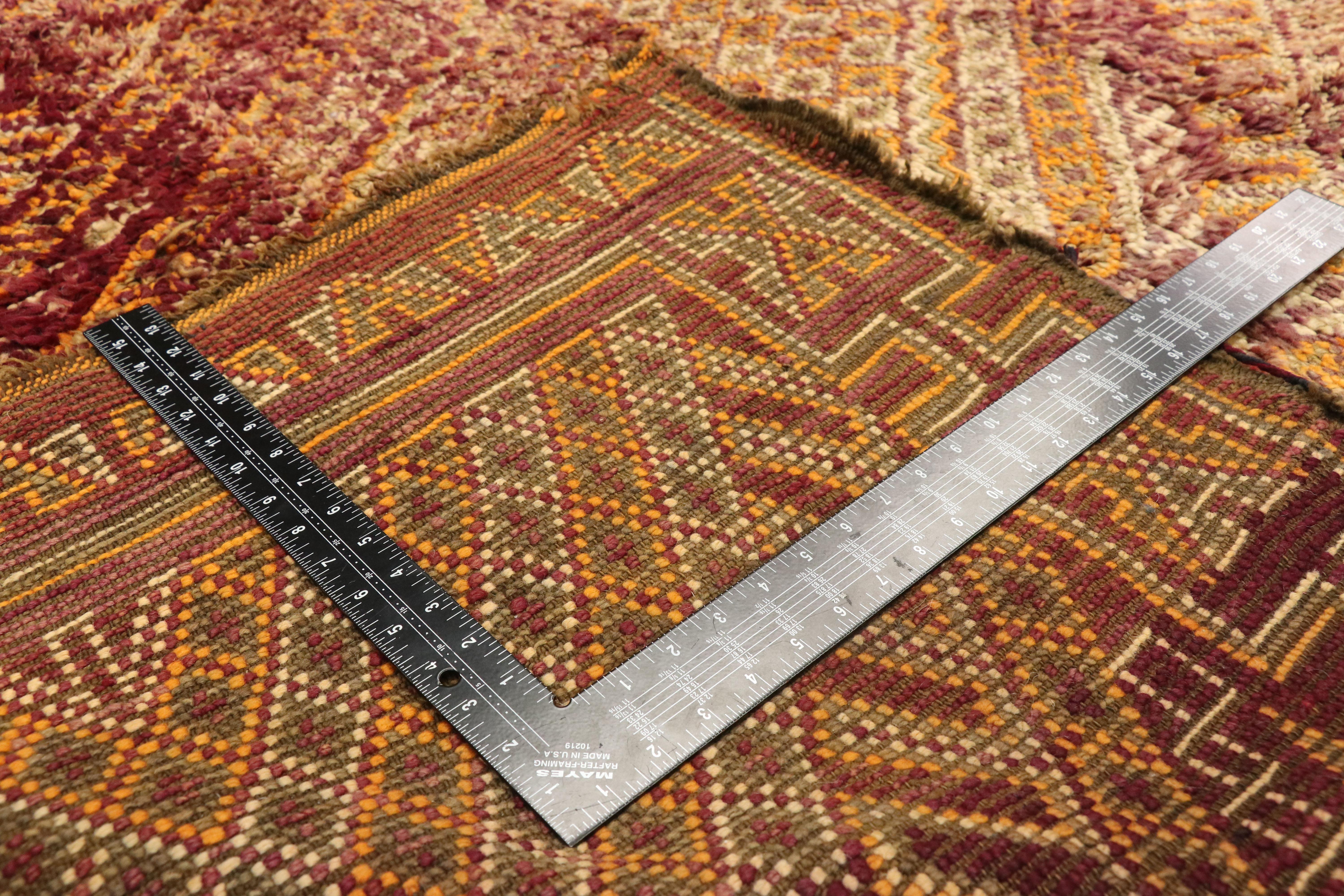 Vintage Beni M'Guild Moroccan Rug with a Diamond Pattern in Warm, Spicy Hues In Good Condition In Dallas, TX