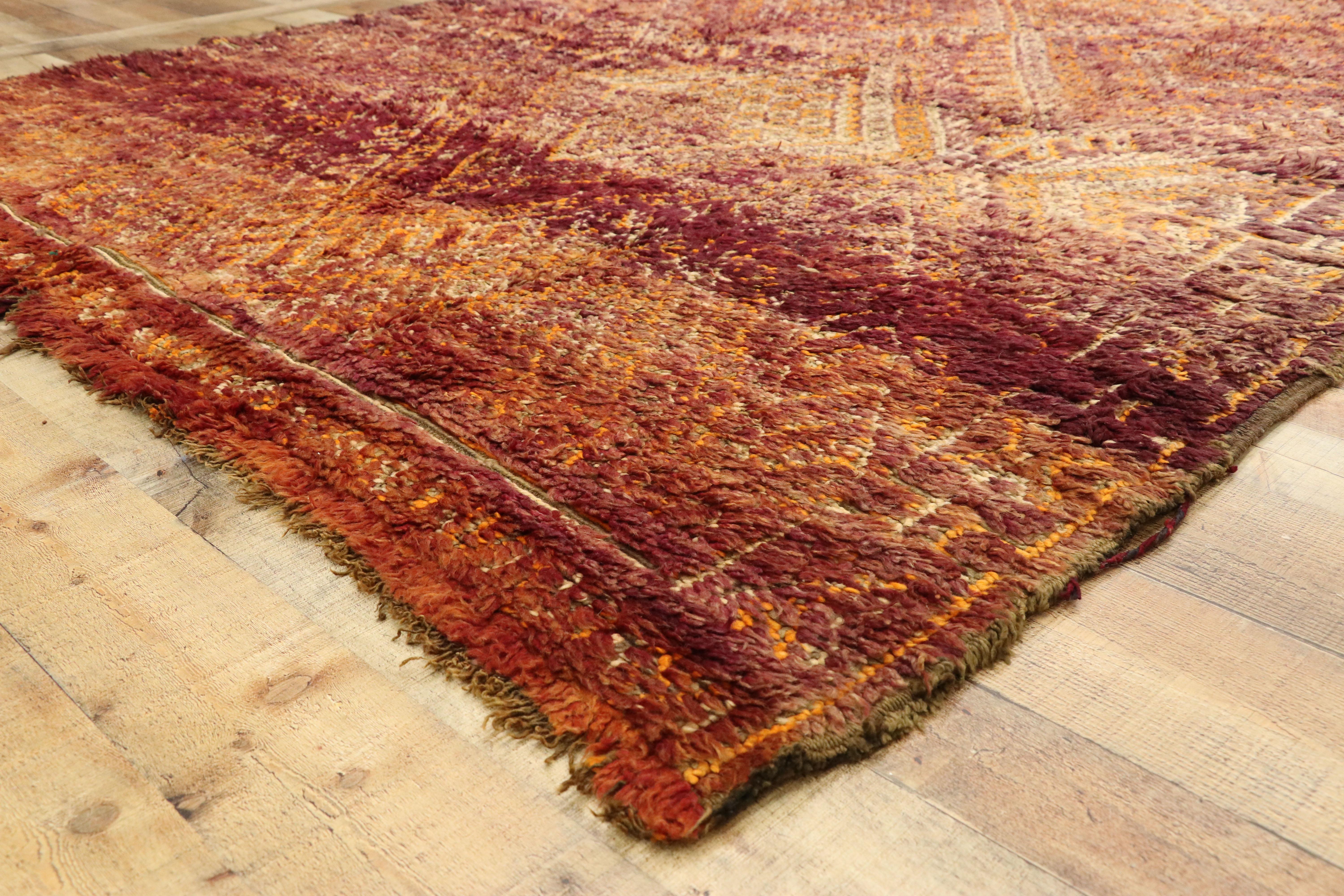 20th Century Vintage Beni M'Guild Moroccan Rug with a Diamond Pattern in Warm, Spicy Hues