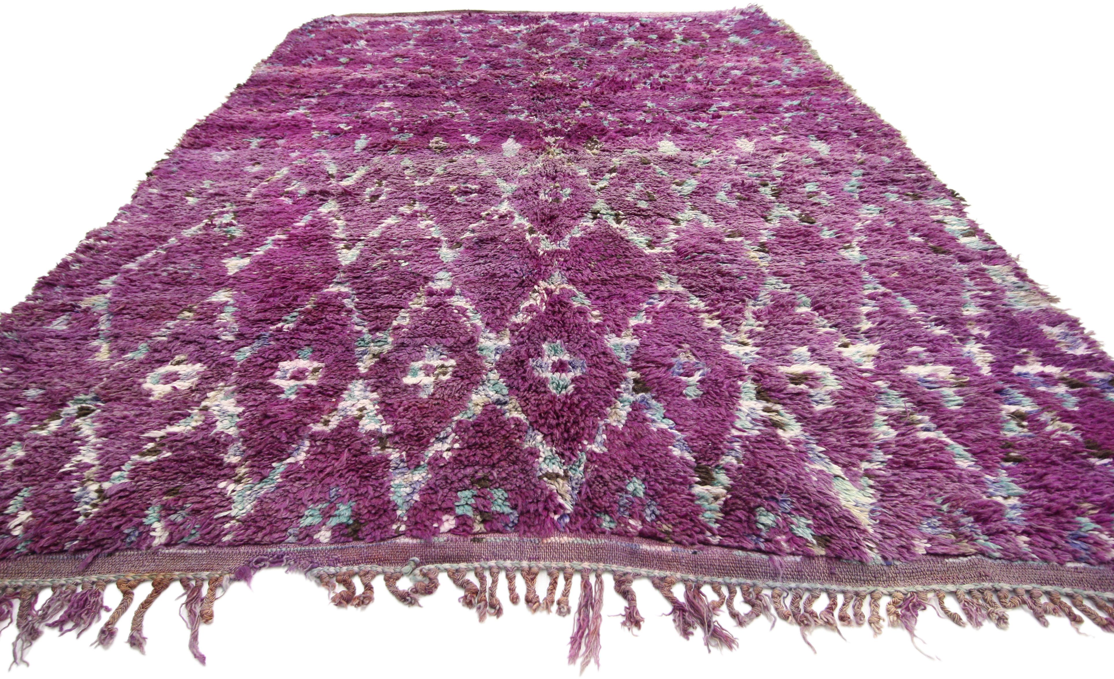 Hand-Knotted Vintage Beni M'Guild Moroccan Rug with Bohemian Memphis Style, Berber Area Rug