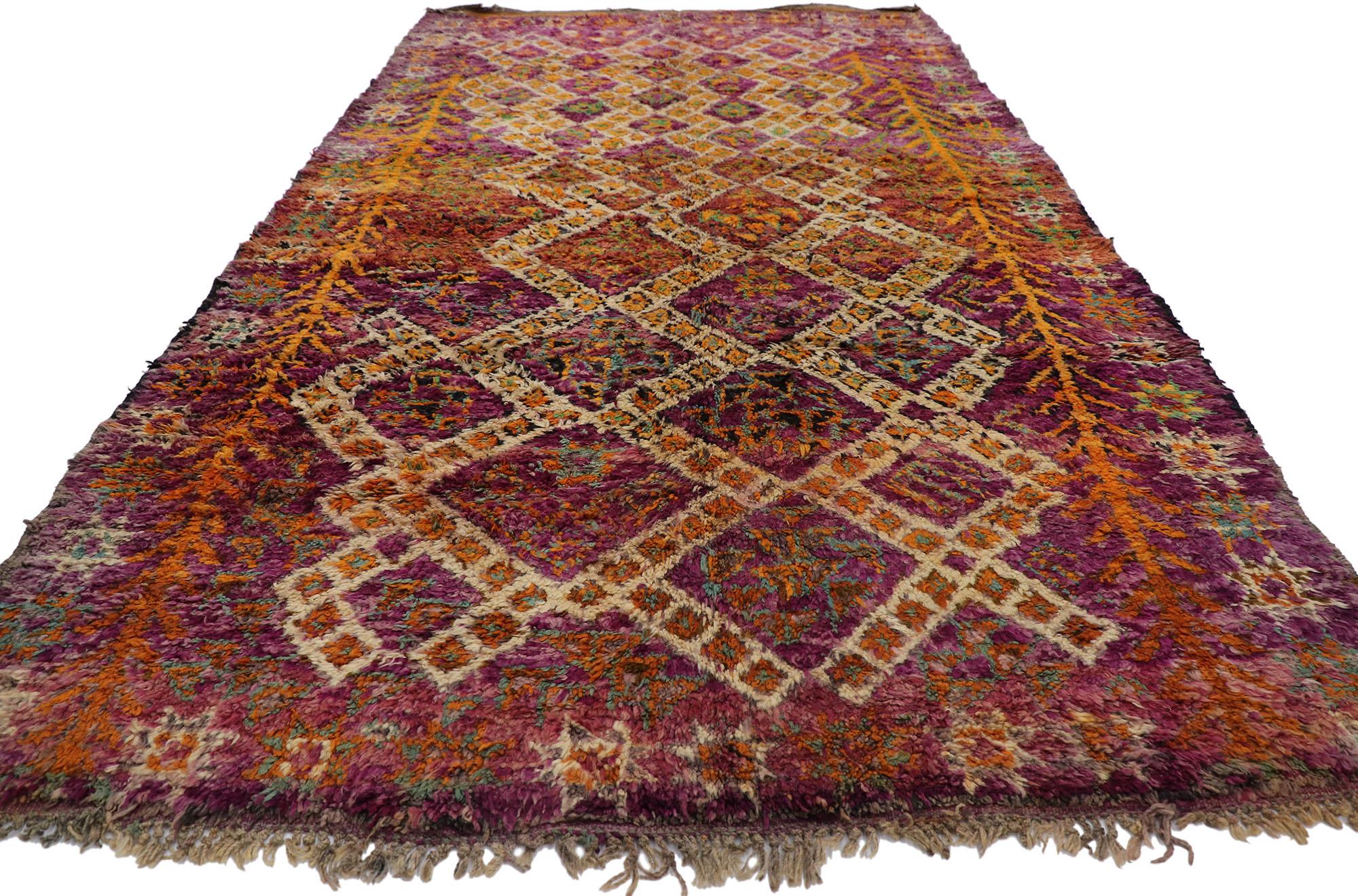 Hand-Knotted Vintage Beni M'Guild Moroccan Rug with Bohemian Tribal Style For Sale