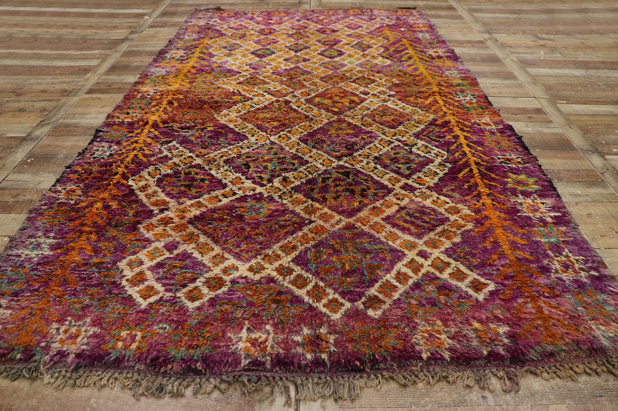 Vintage Beni M'Guild Moroccan Rug with Bohemian Tribal Style For Sale 1