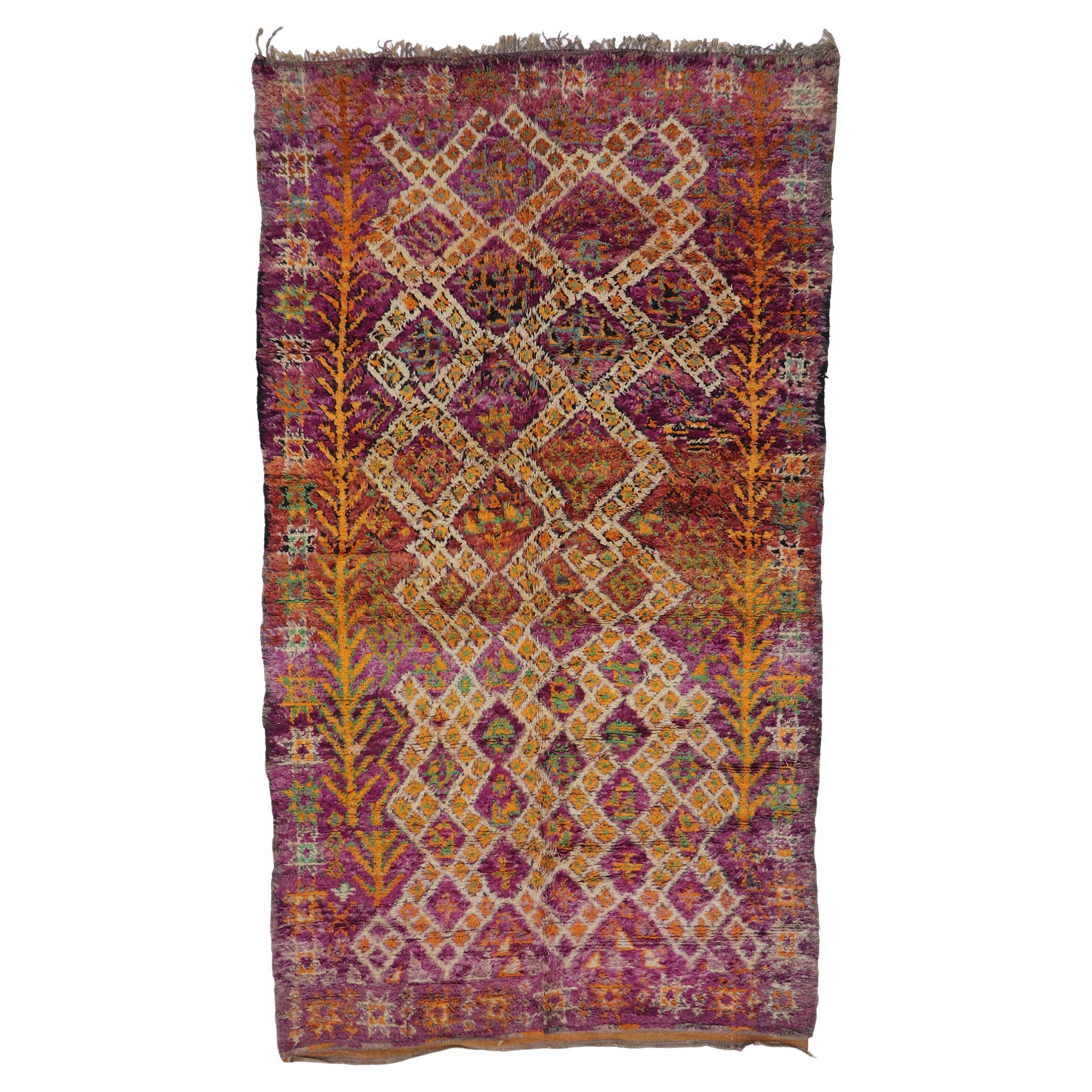 Vintage Beni M'Guild Moroccan Rug with Bohemian Tribal Style For Sale