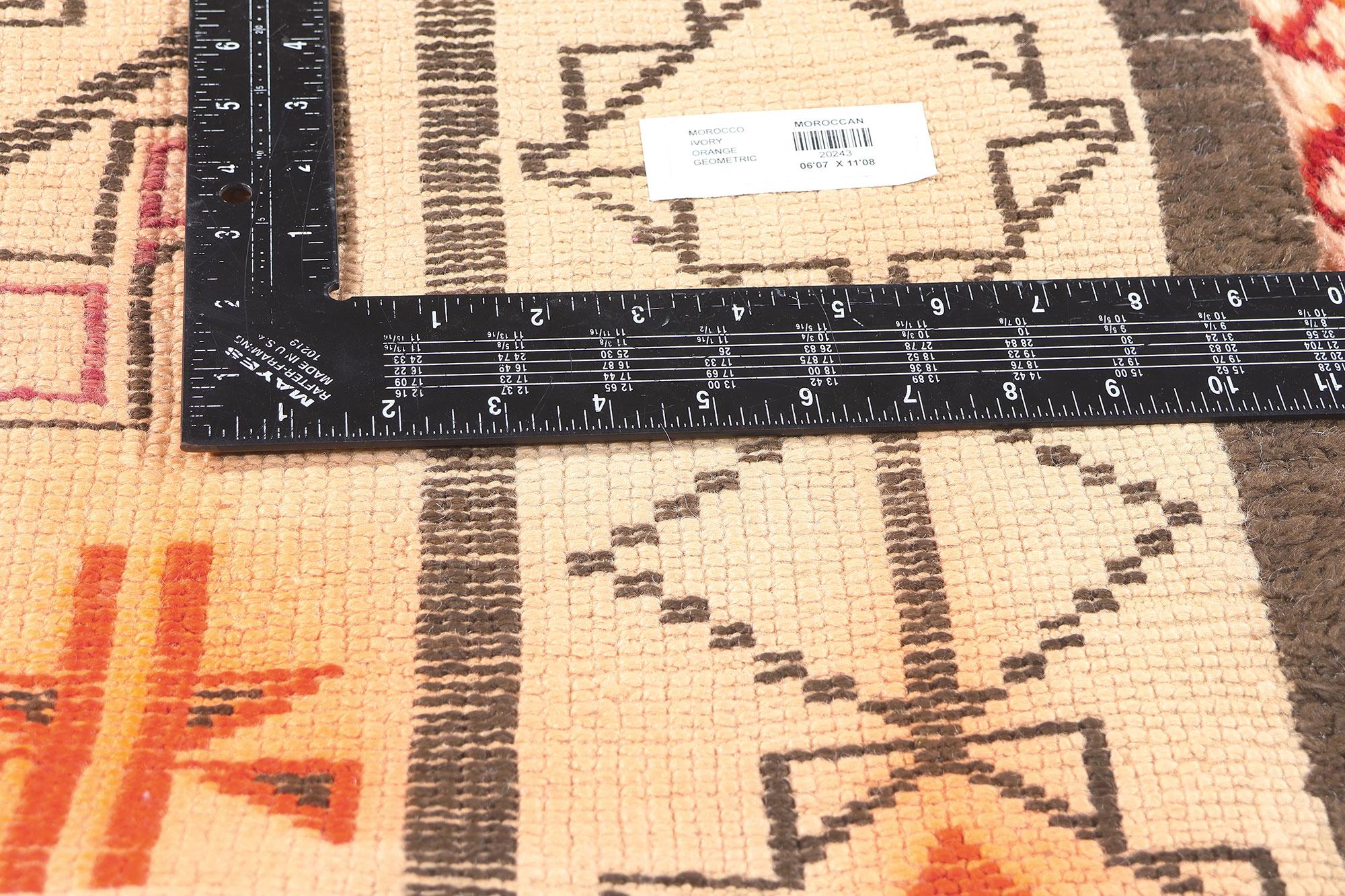 20th Century Vintage Moroccan Beni Ourain Rug, Nomadic Charm Meets Midcentury Modern For Sale