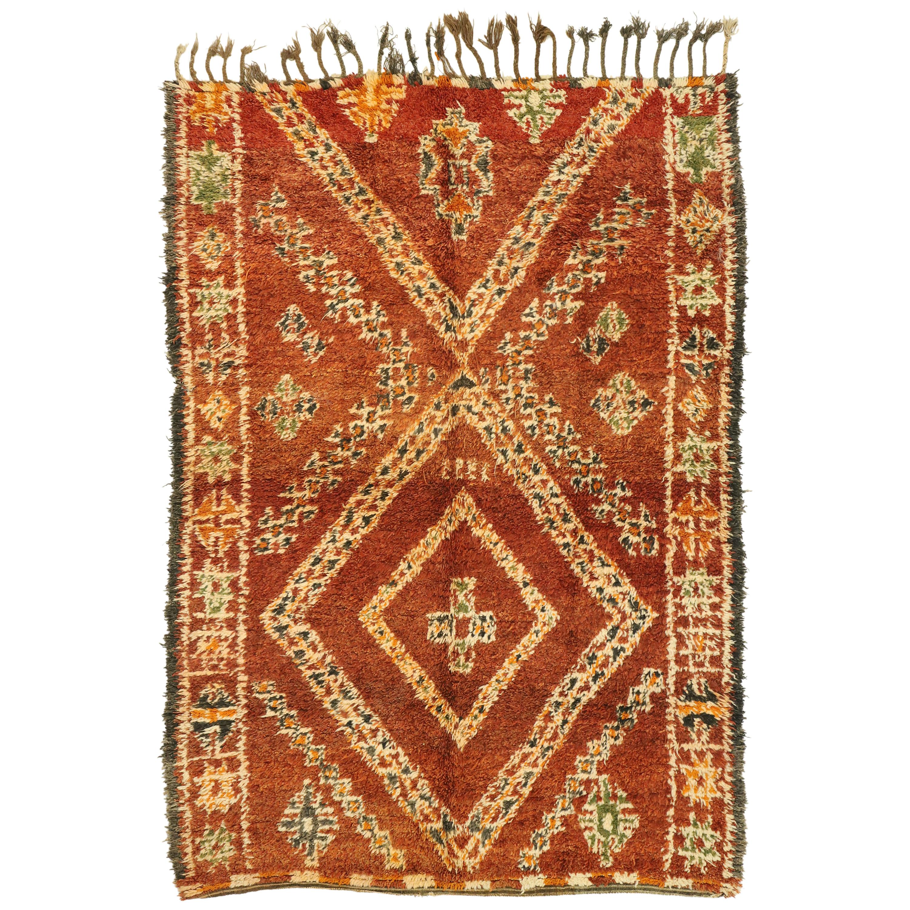 Vintage Beni M'Guild Moroccan Rug with MidCentury Modern Style at 1stDibs