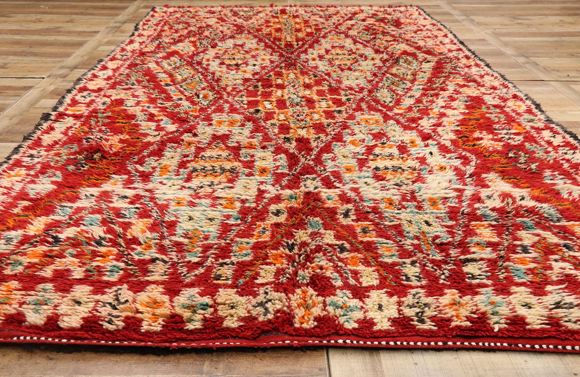 Wool Vintage Beni M'Guild Moroccan Rug with Modern Northwestern Style For Sale