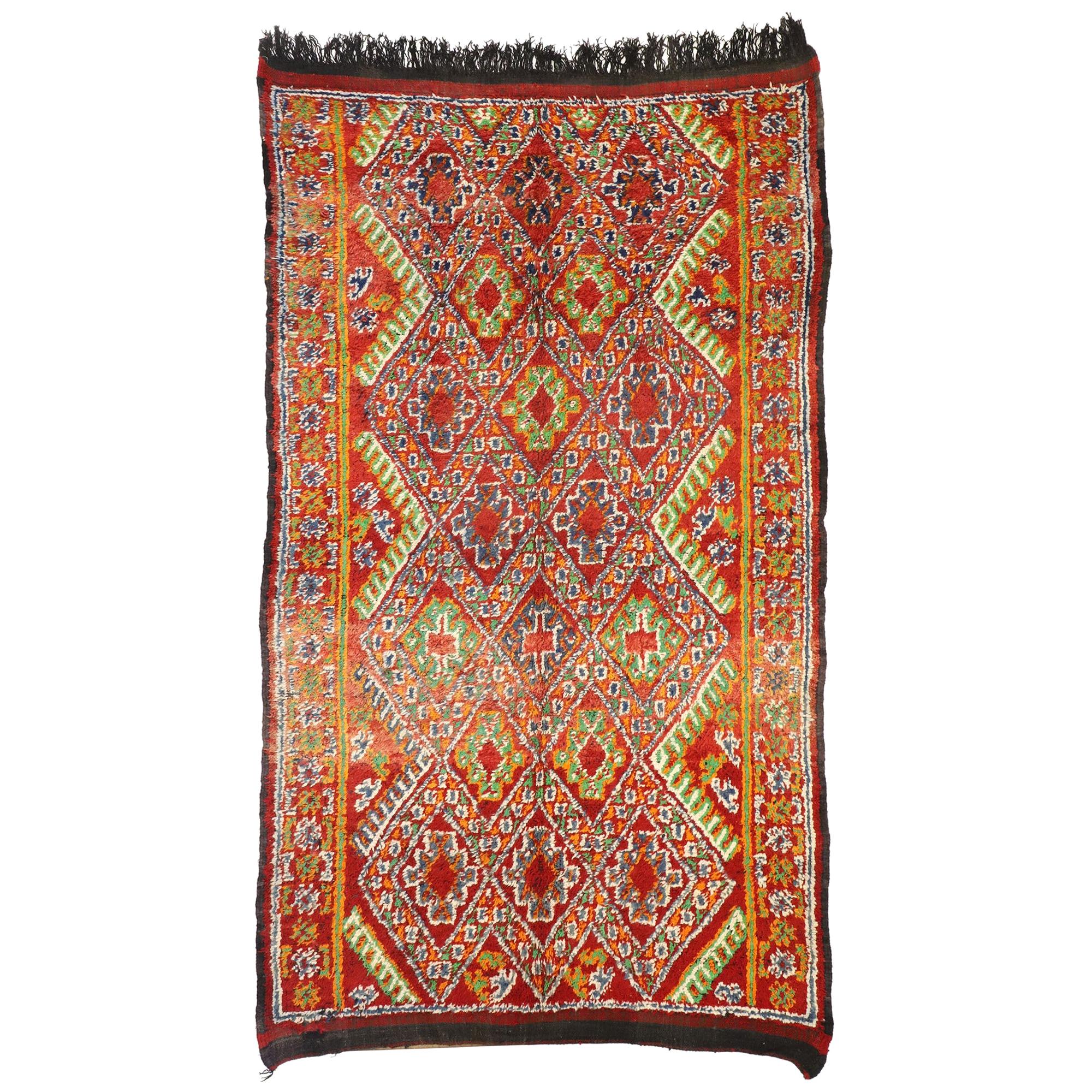 Vintage Beni M'Guild Moroccan Rug with Organic Modern Style, Square