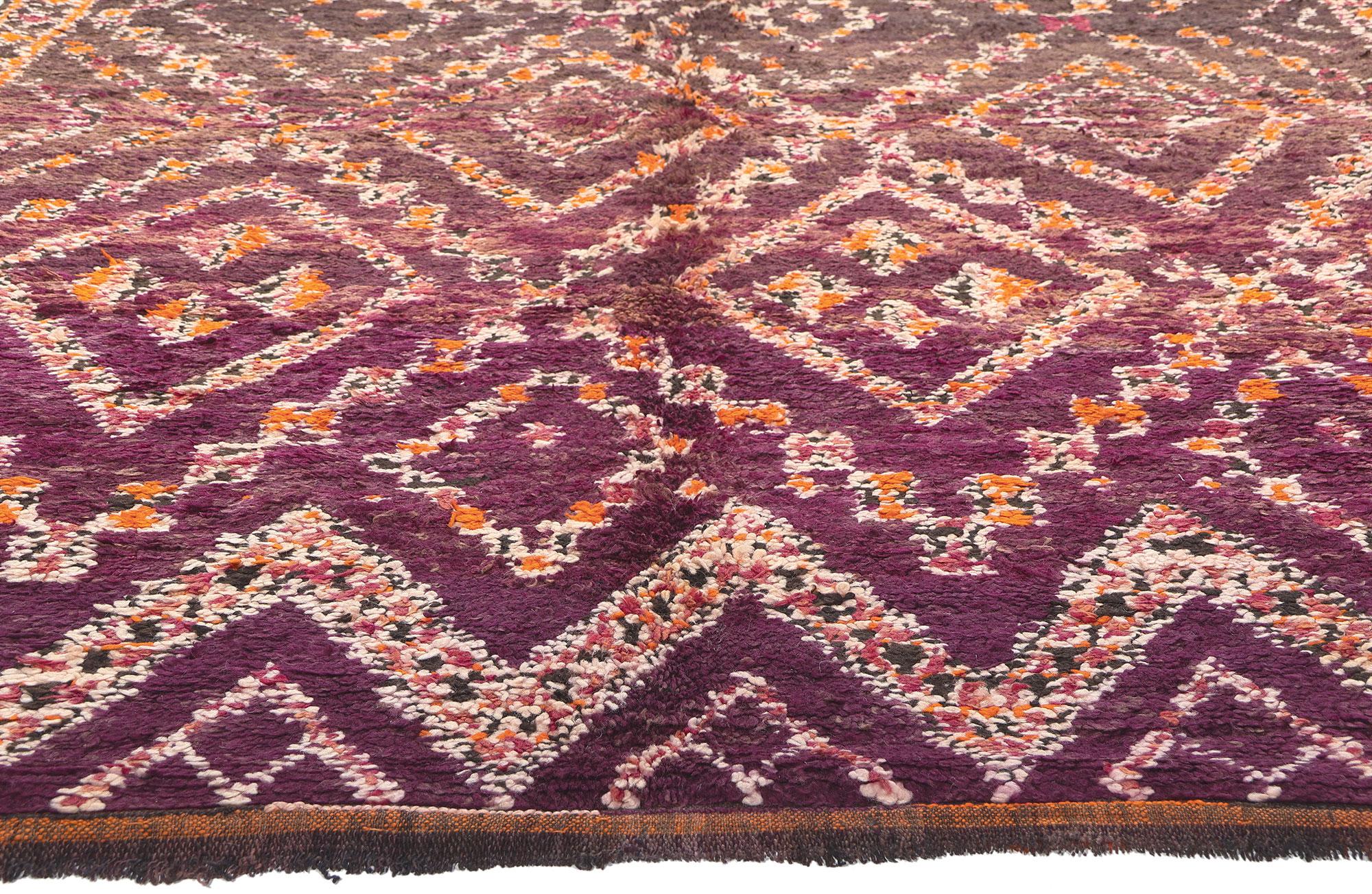 Vintage Beni MGuild Moroccan Rug, Tribal Enchantment Meets Bohemian Rhapsody In Good Condition For Sale In Dallas, TX