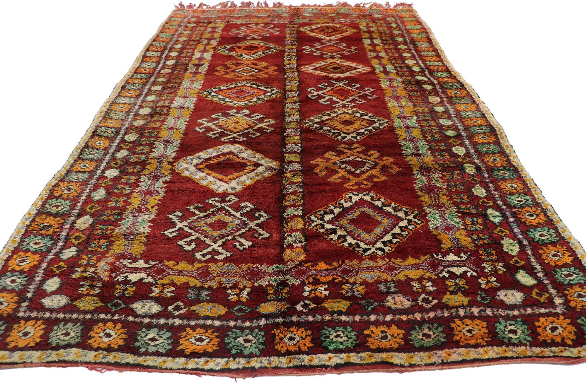 Hand-Knotted Vintage Beni M'guild Moroccan Rug with Tribal Style For Sale