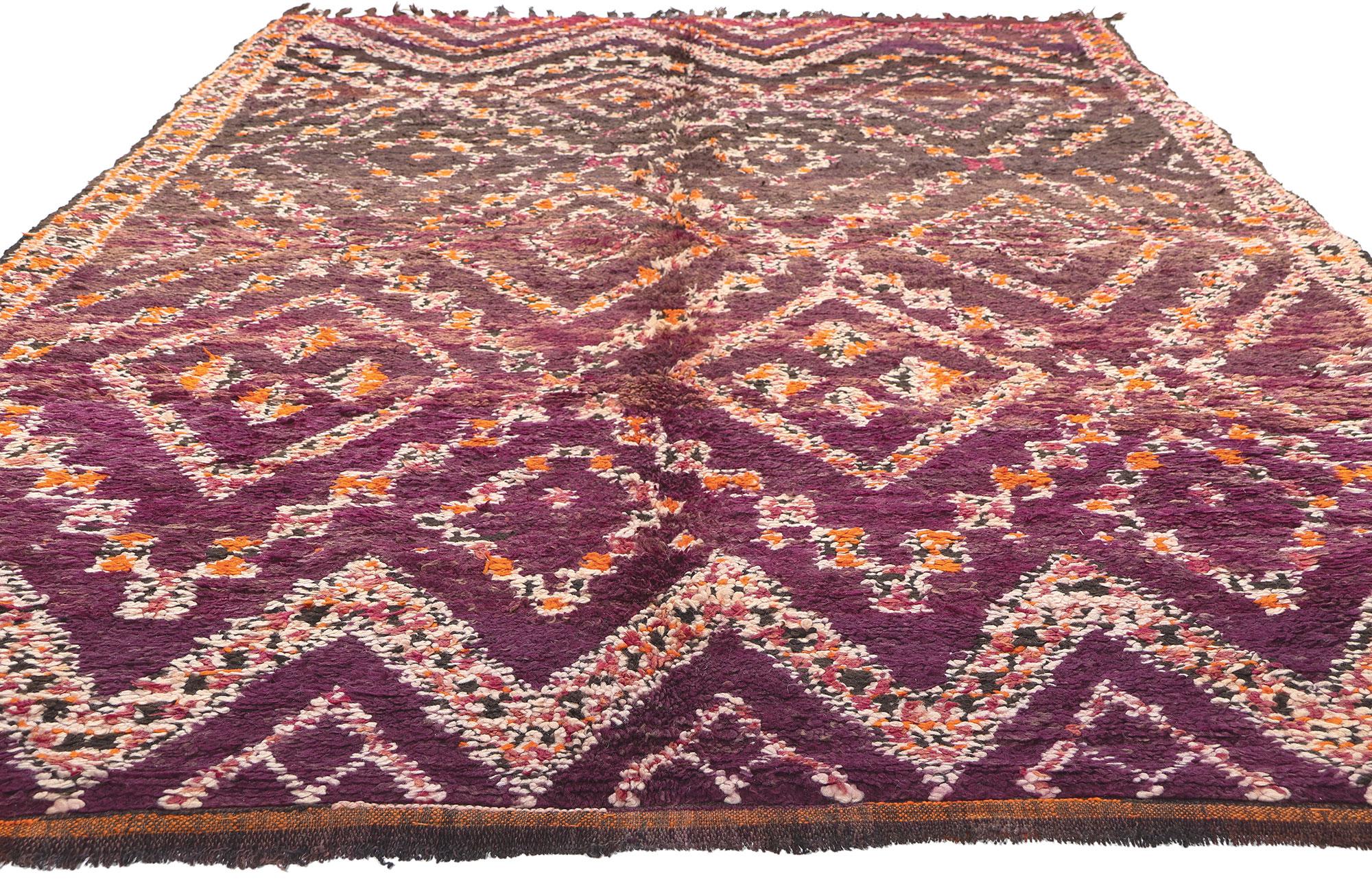 Hand-Knotted Vintage Beni MGuild Moroccan Rug, Tribal Enchantment Meets Bohemian Rhapsody For Sale
