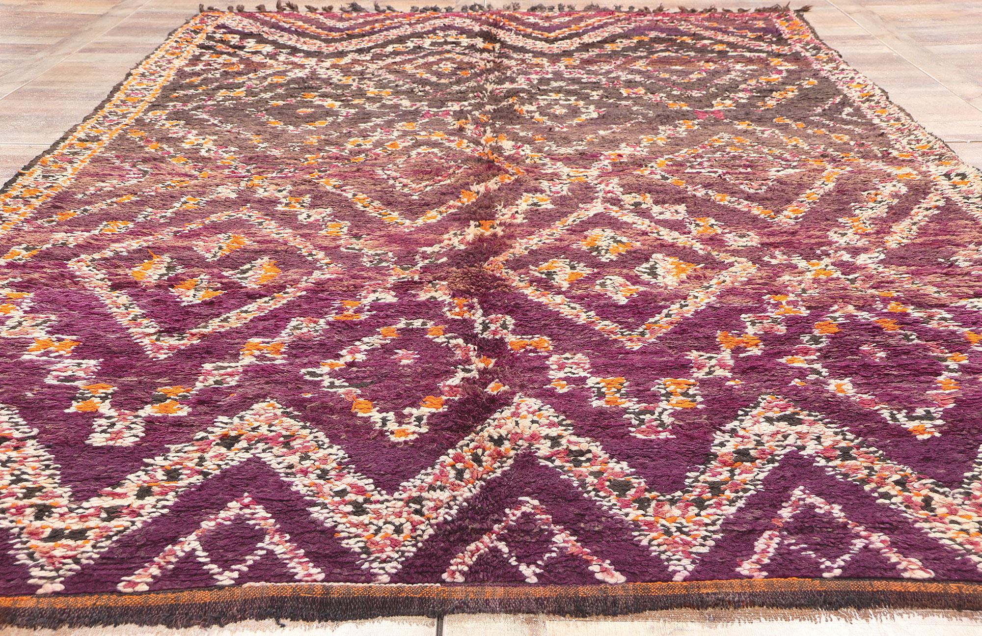 Vintage Beni MGuild Moroccan Rug, Tribal Enchantment Meets Bohemian Rhapsody For Sale 2