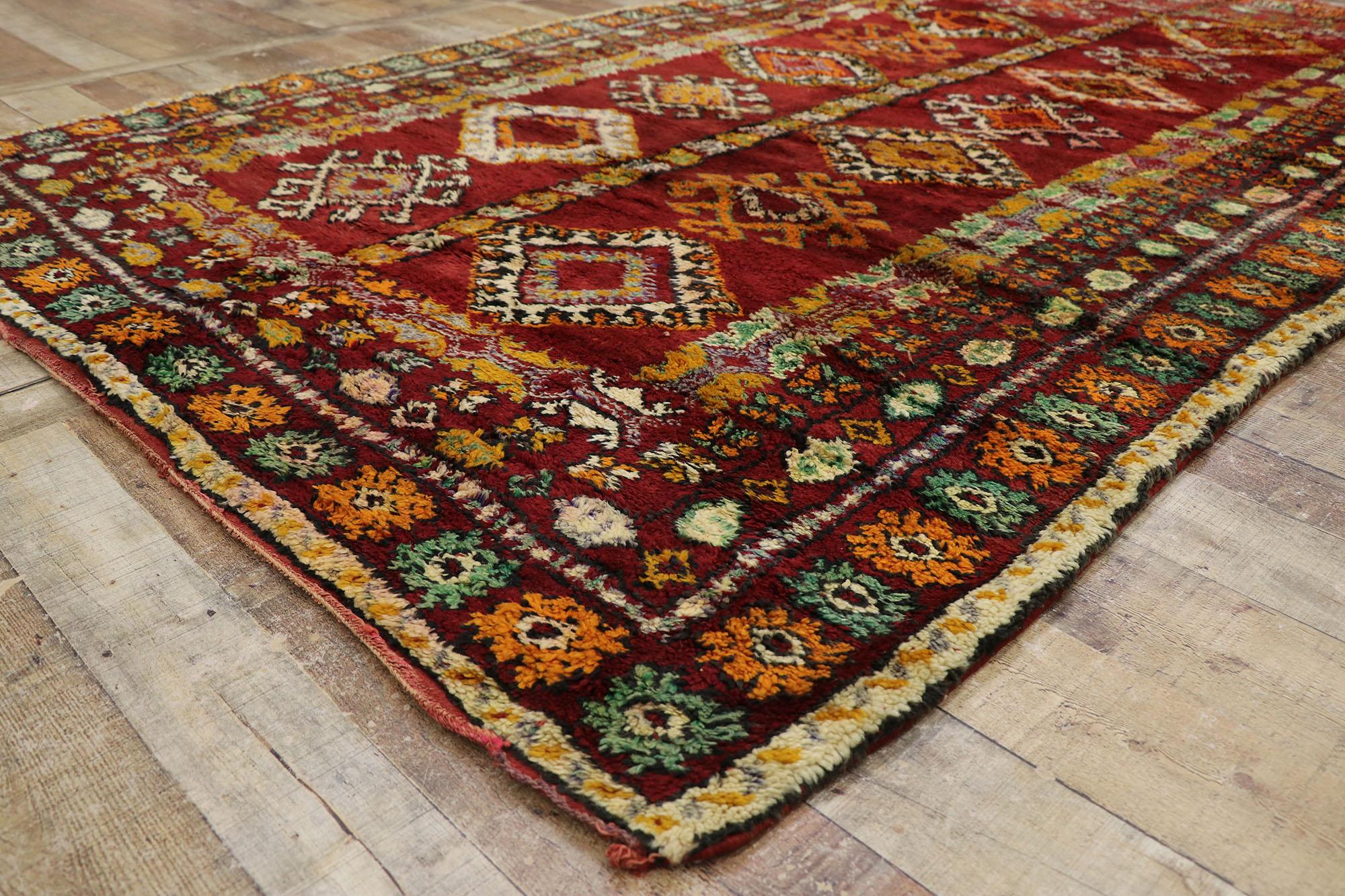 Wool Vintage Beni M'guild Moroccan Rug with Tribal Style For Sale