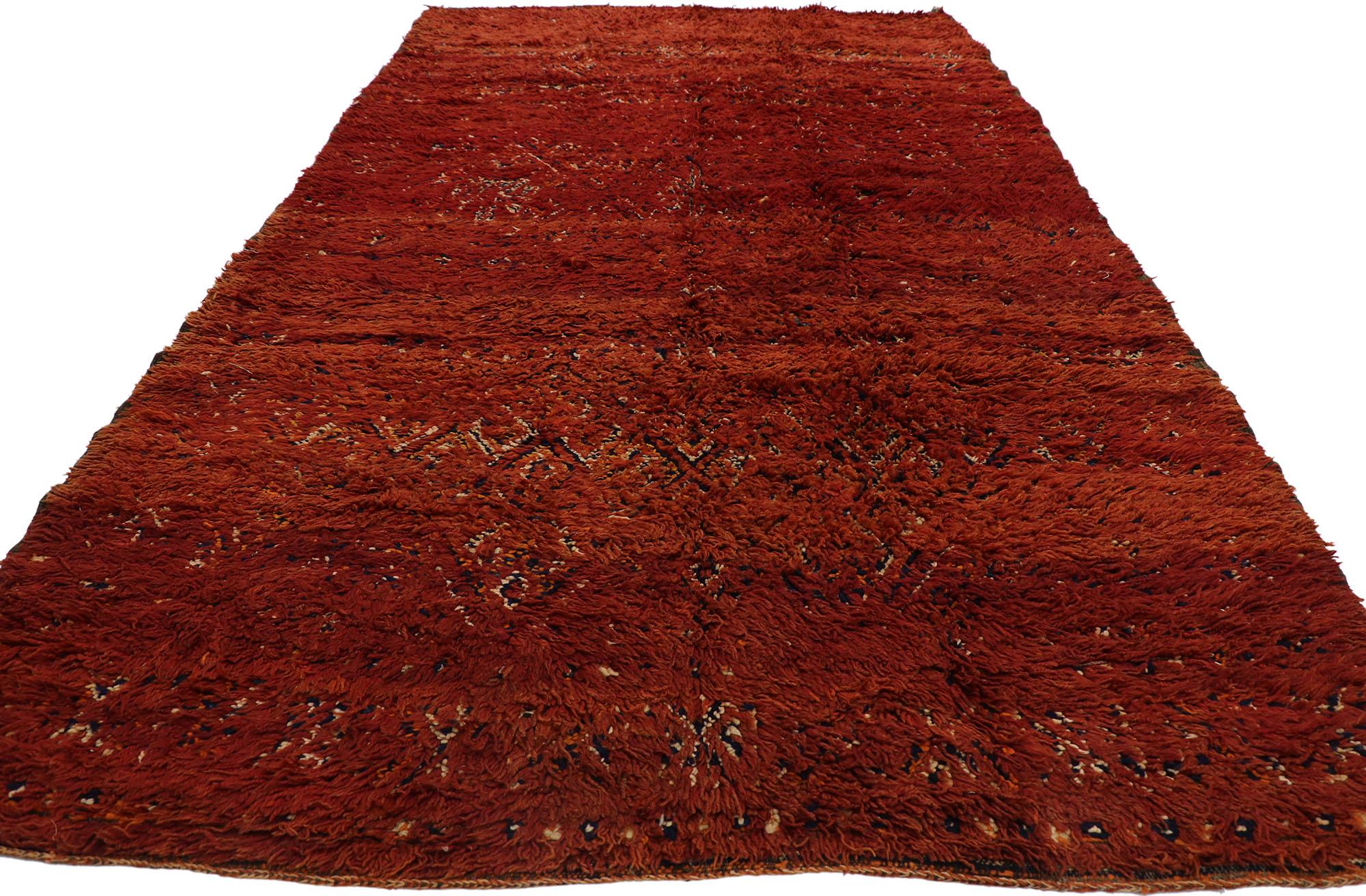 Mid-Century Modern Vintage Beni MGuild Red Moroccan Rug For Sale