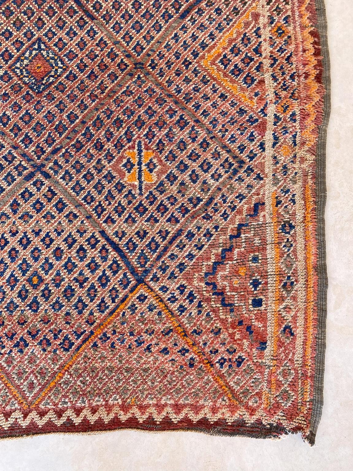 Vintage Beni Mguild rug - Orange/terracotta/blue - 6.1x9.8feet / 186x298cm For Sale 2