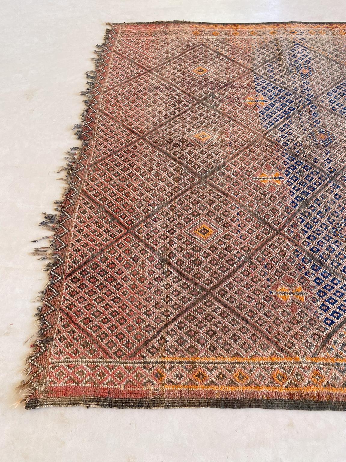 Vintage Beni Mguild rug - Orange/terracotta/blue - 6.1x9.8feet / 186x298cm For Sale 4