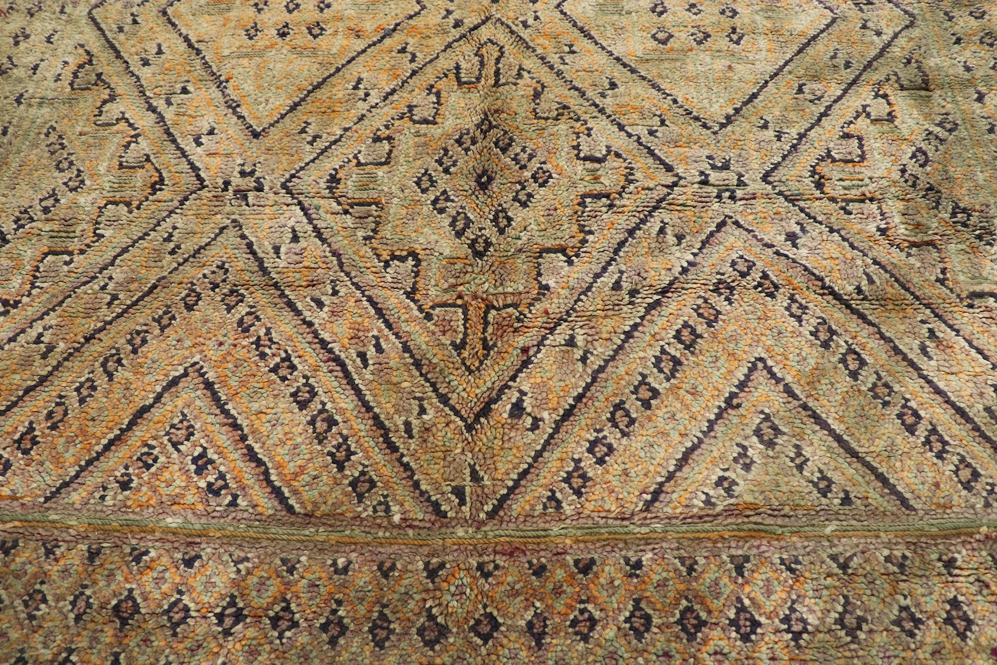 Hand-Knotted Vintage Beni M'Guild Zayane Moroccan Rug with Bohemian Style For Sale