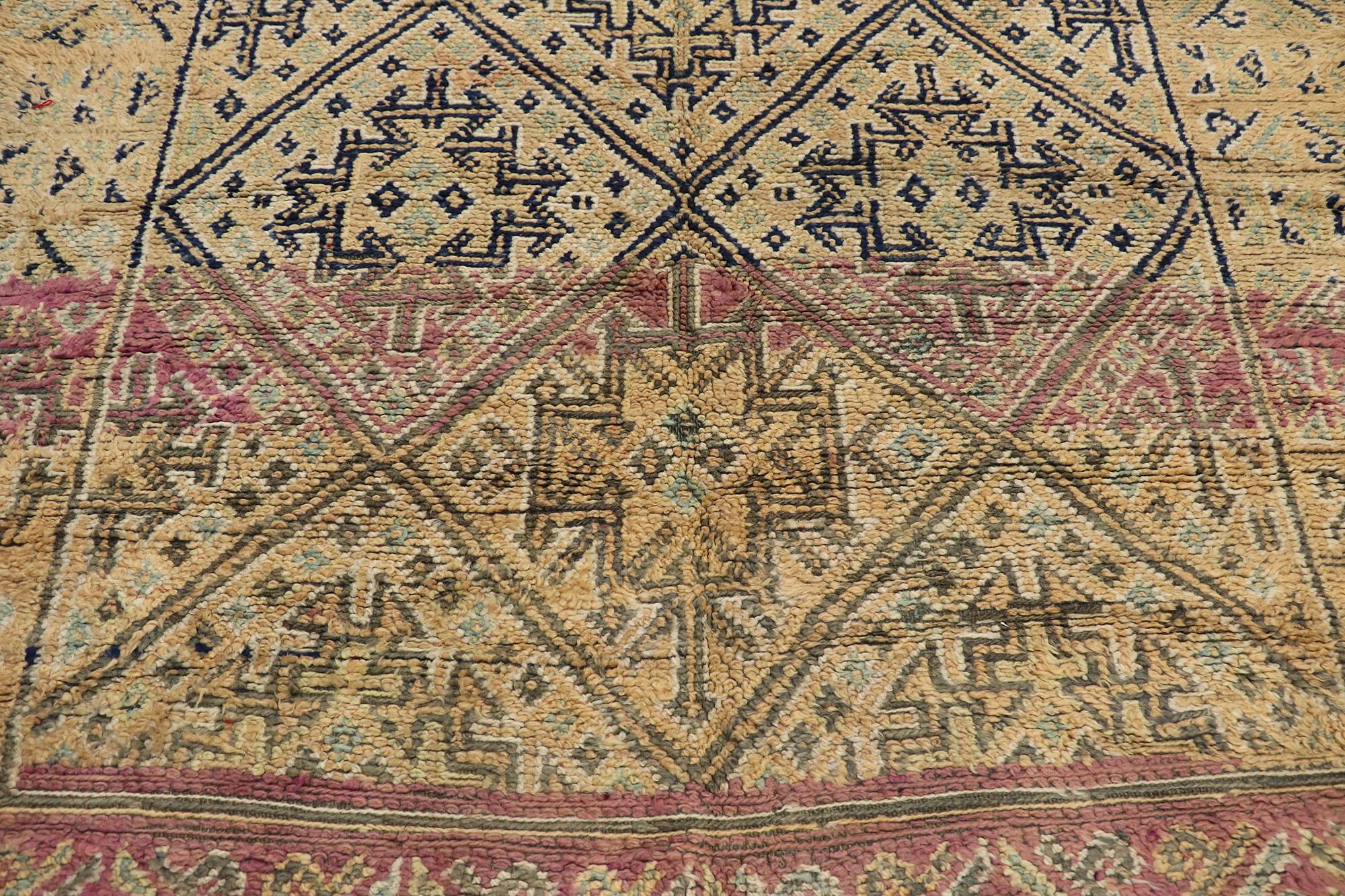 Vintage Beni M'Guild Zayane Moroccan Rug with Bohemian Style In Good Condition For Sale In Dallas, TX