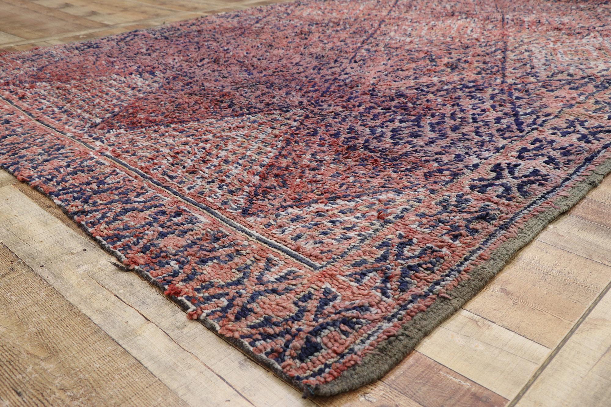 Wool Vintage Beni M'Guild Zayane Moroccan Rug with Bohemian Style For Sale