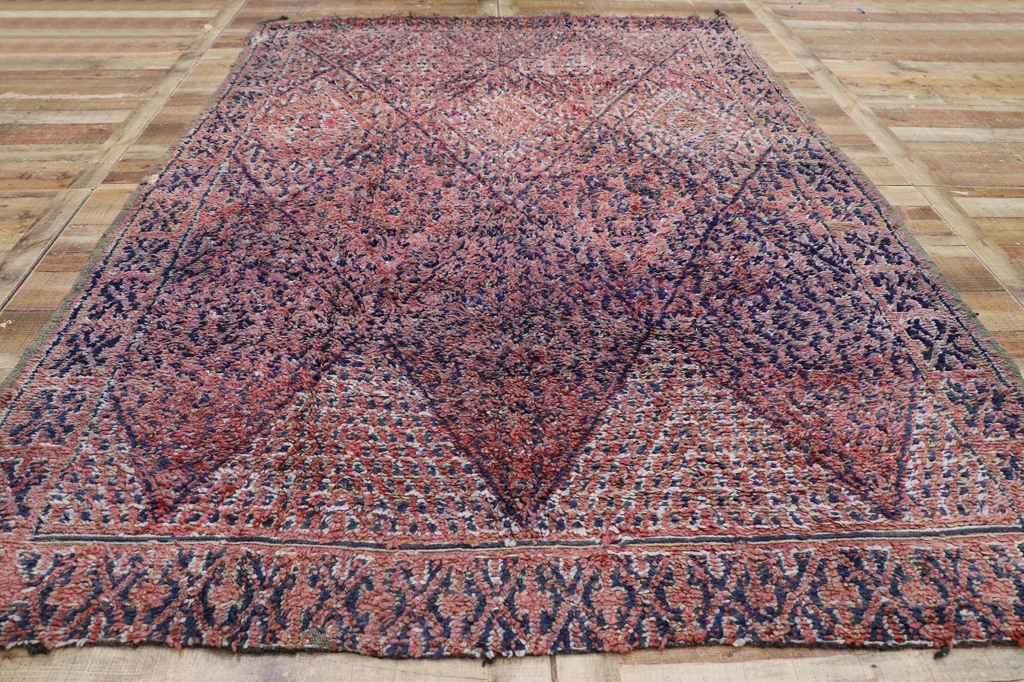 Vintage Beni M'Guild Zayane Moroccan Rug with Bohemian Style For Sale 1