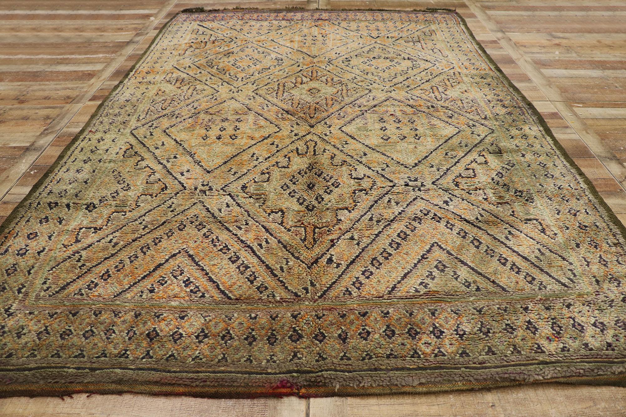 Wool Vintage Beni M'Guild Zayane Moroccan Rug with Bohemian Style For Sale