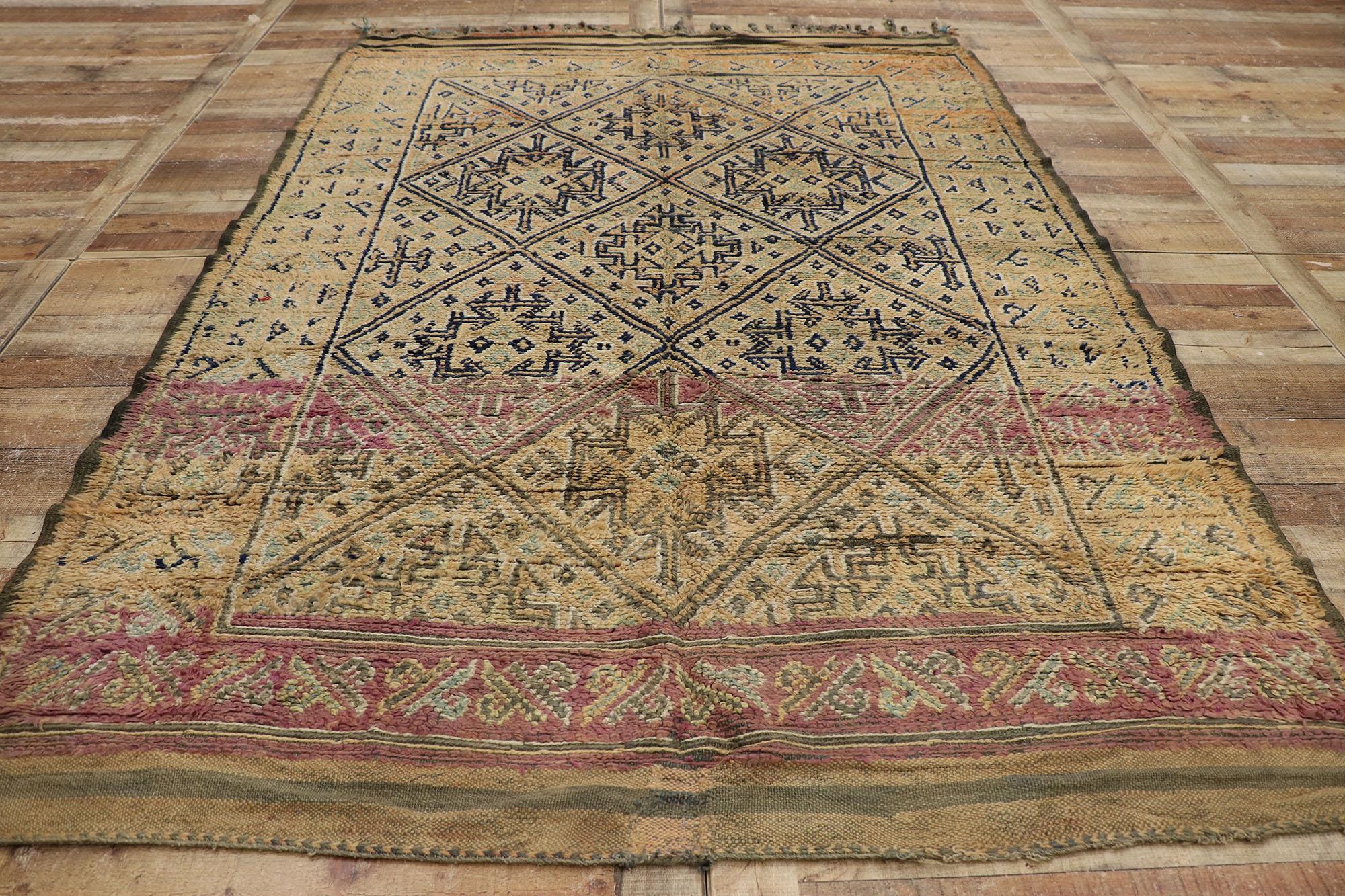 Vintage Beni M'Guild Zayane Moroccan Rug with Bohemian Style For Sale 1