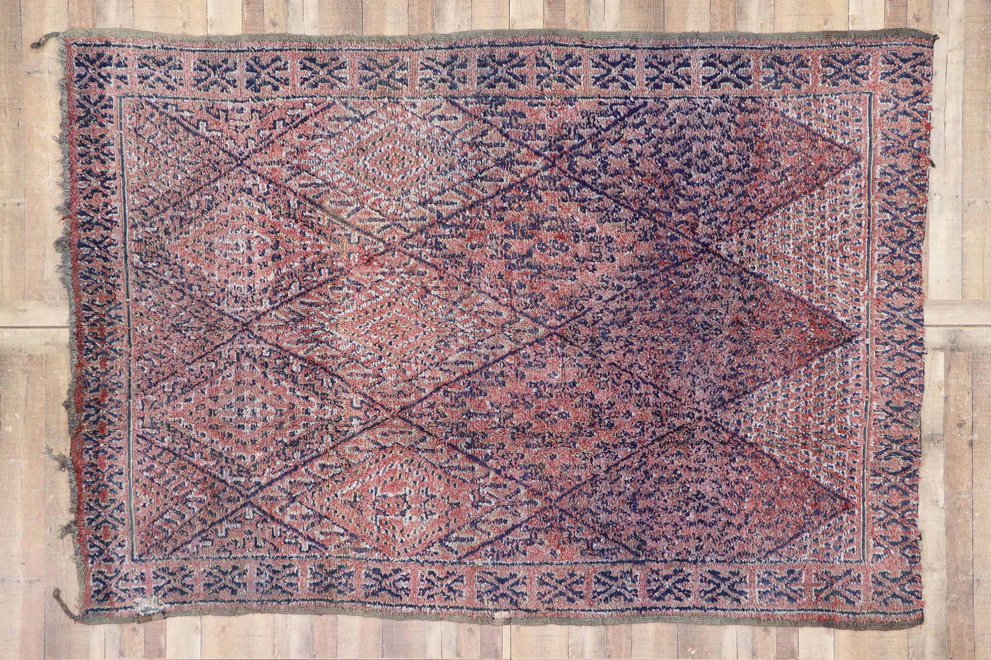 Vintage Beni M'Guild Zayane Moroccan Rug with Bohemian Style For Sale 2