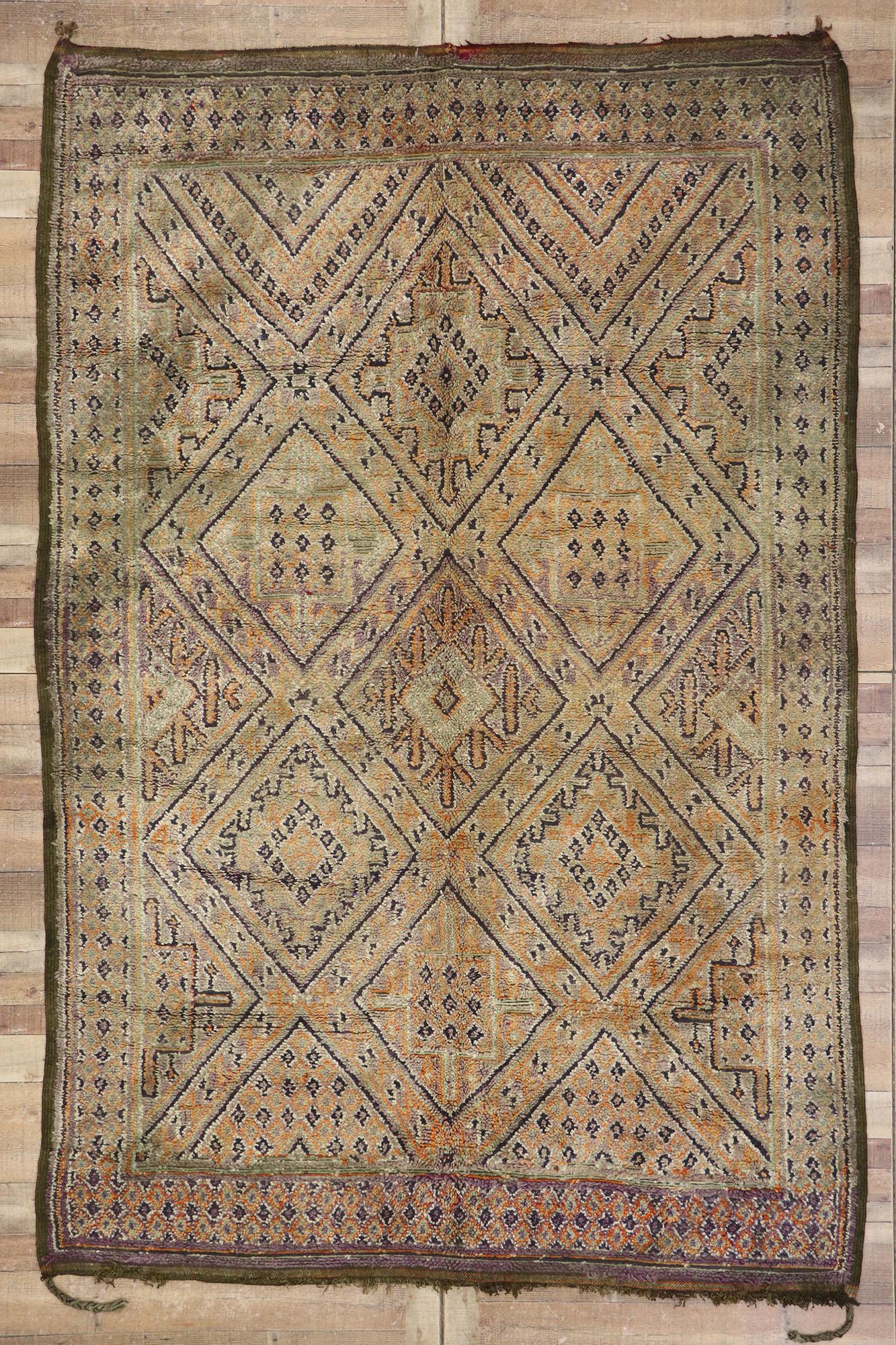 Alfombra marroquí vintage Beni M'Guild Zayane de estilo bohemio Lana en venta