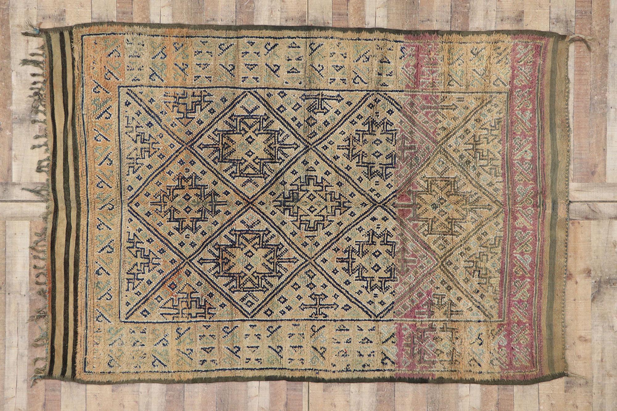 Vintage Beni M'Guild Zayane Moroccan Rug with Bohemian Style For Sale 2