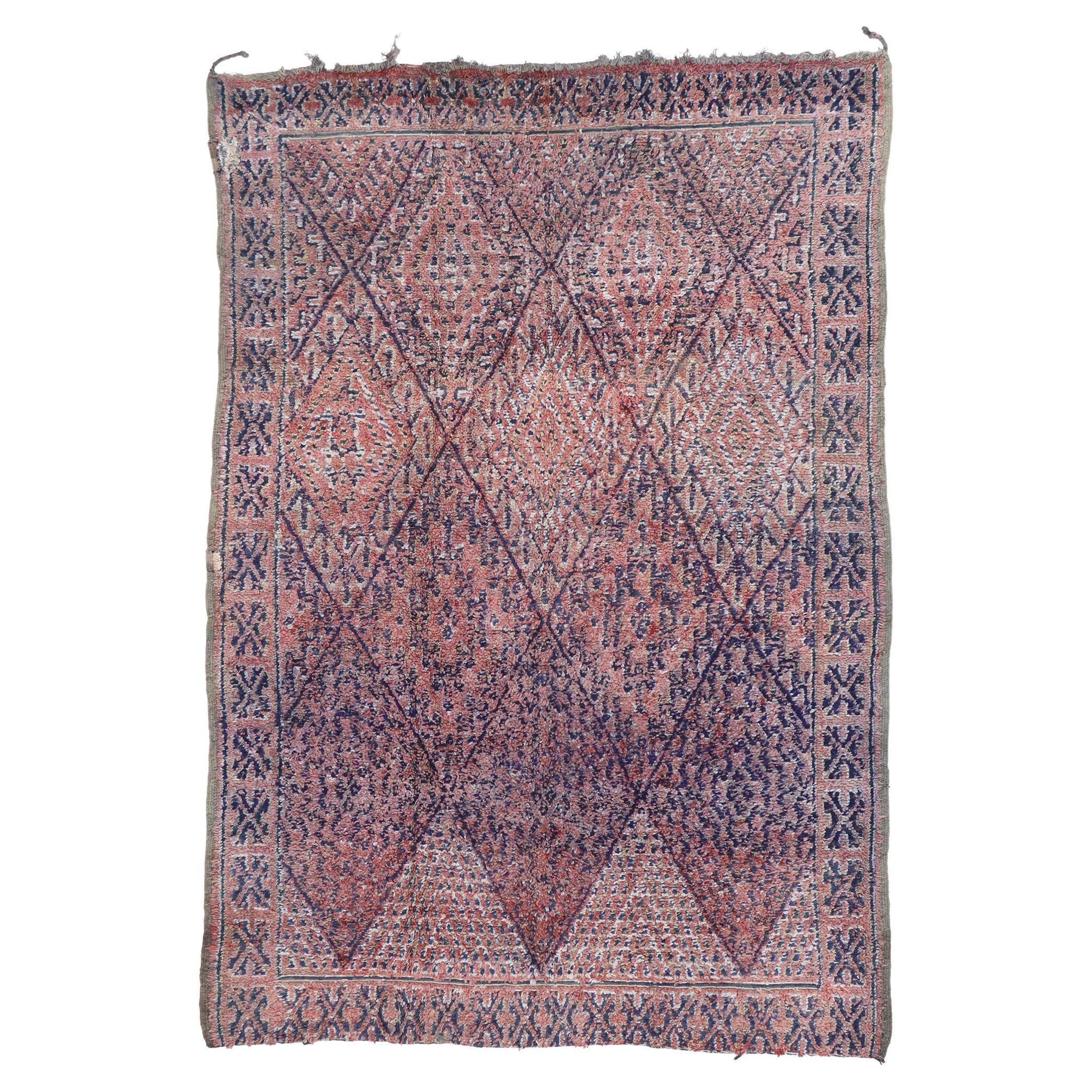 Vintage Beni M'Guild Zayane Moroccan Rug with Bohemian Style For Sale