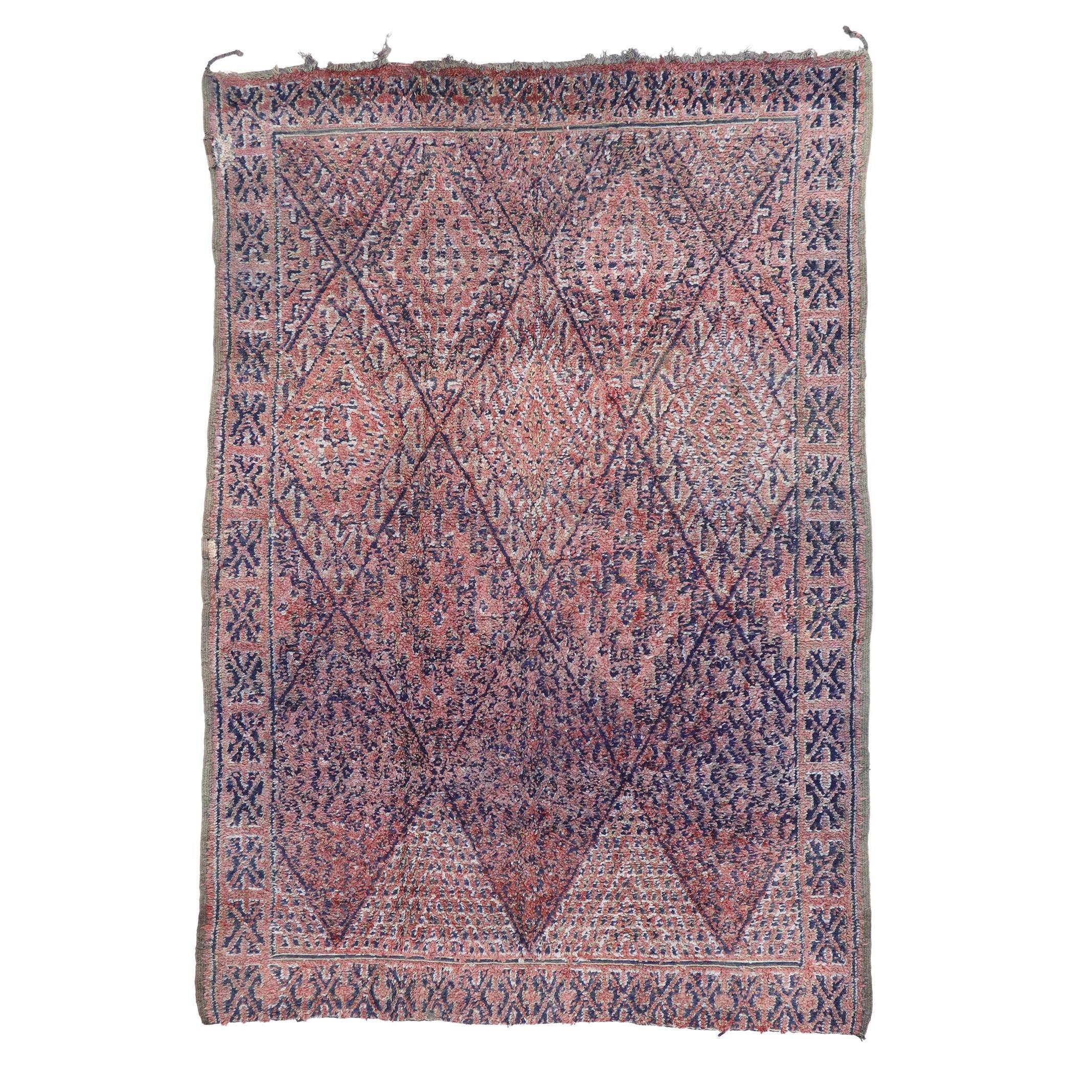 Alfombra marroquí vintage Beni M'Guild Zayane de estilo bohemio en venta