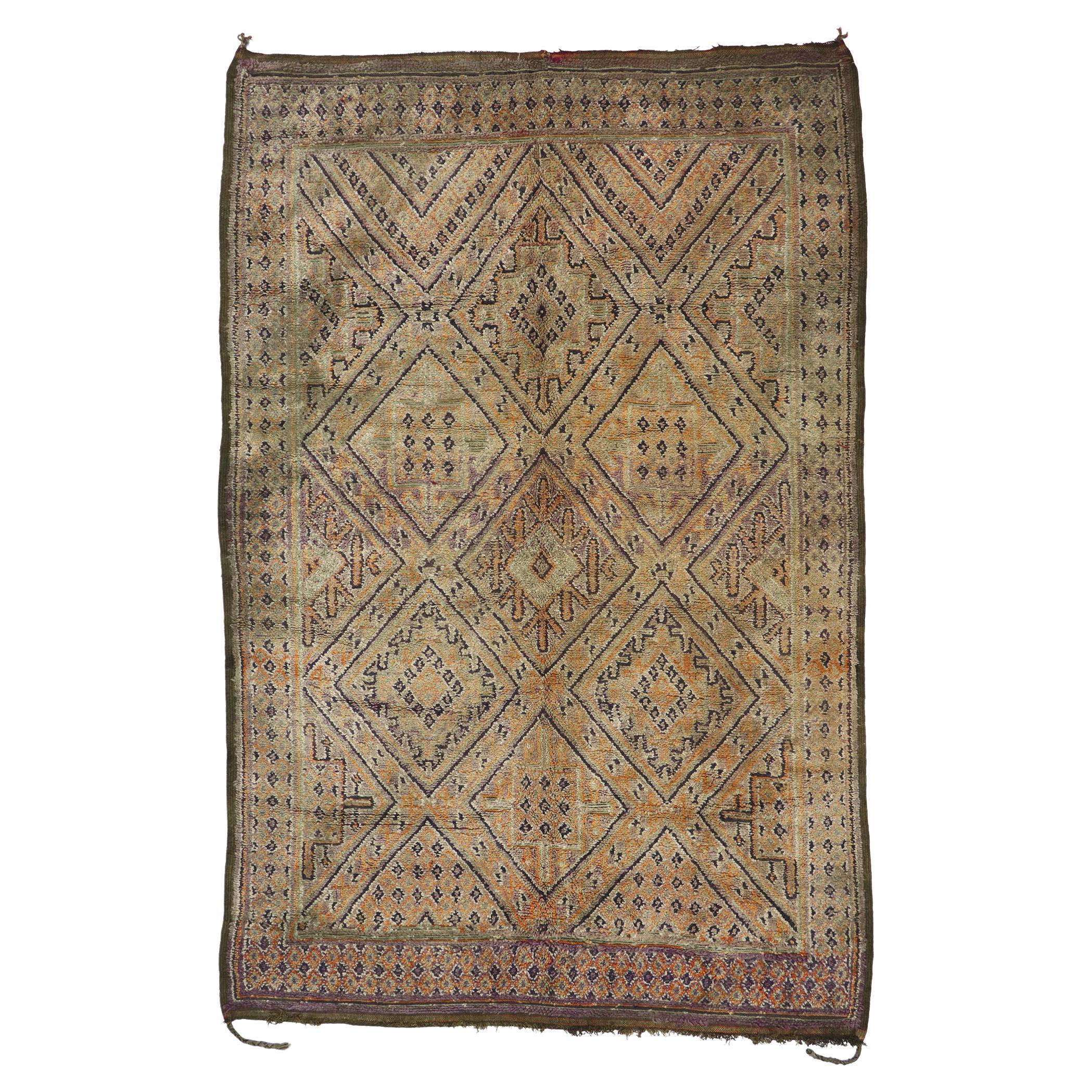 Vintage Beni M'Guild Zayane Moroccan Rug with Bohemian Style For Sale