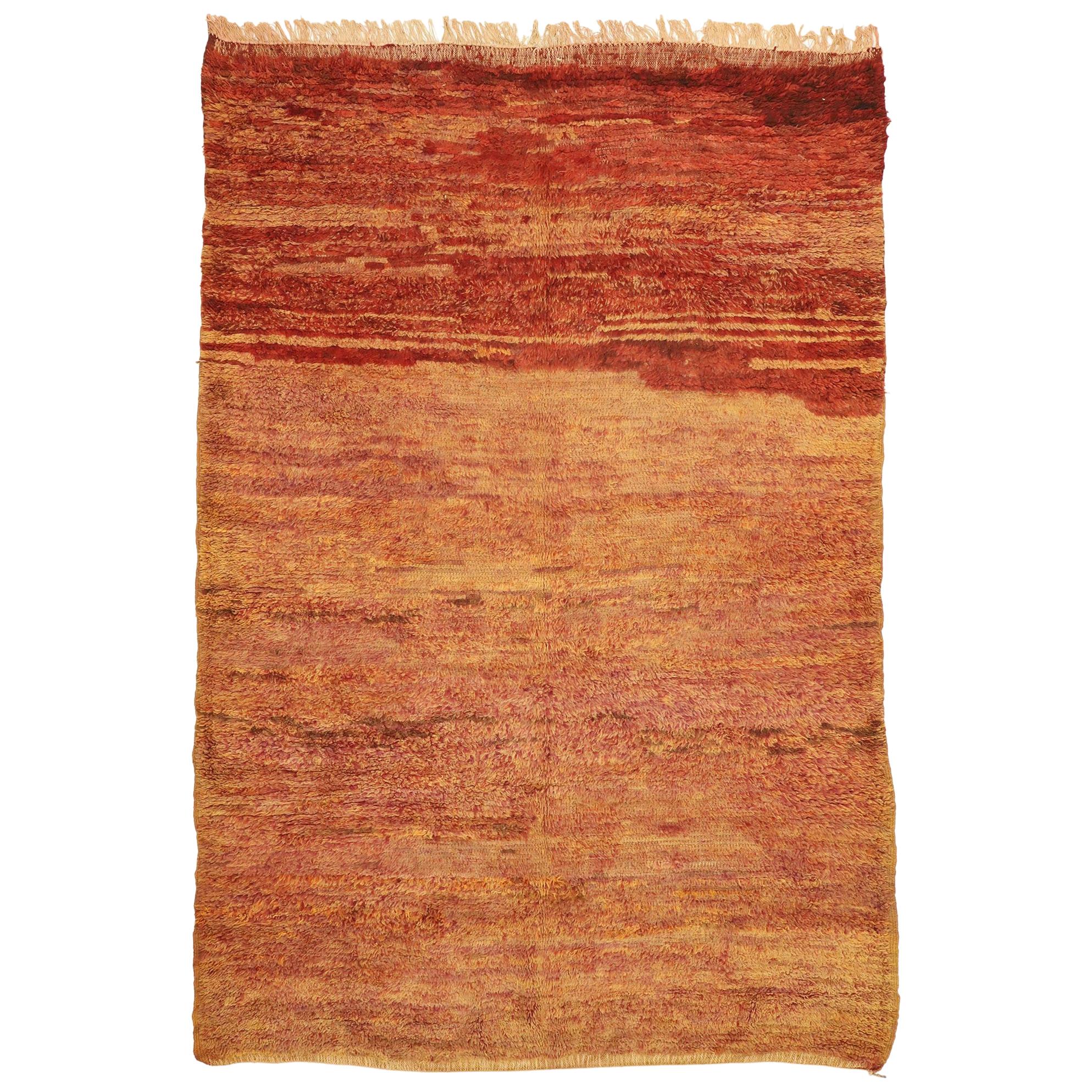 Vintage Beni Mrirt Rug with MidCentury Modern Style, Berber Red