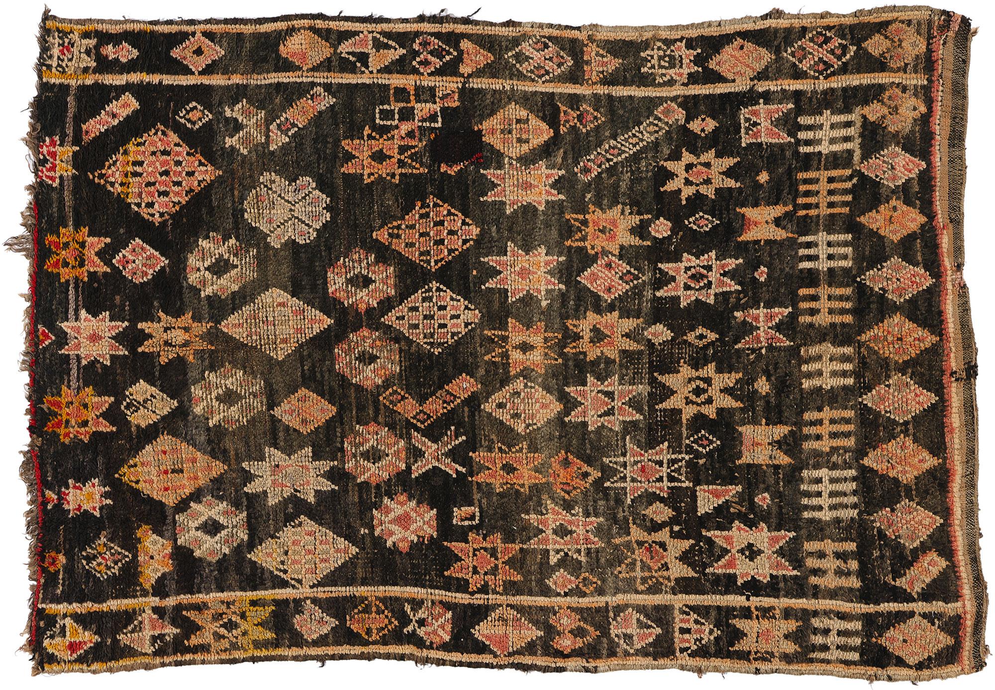 Vintage Beni Mrirt Moroccan Rug, Cozy Nomad Meets Bohemian Enchantment For Sale 4