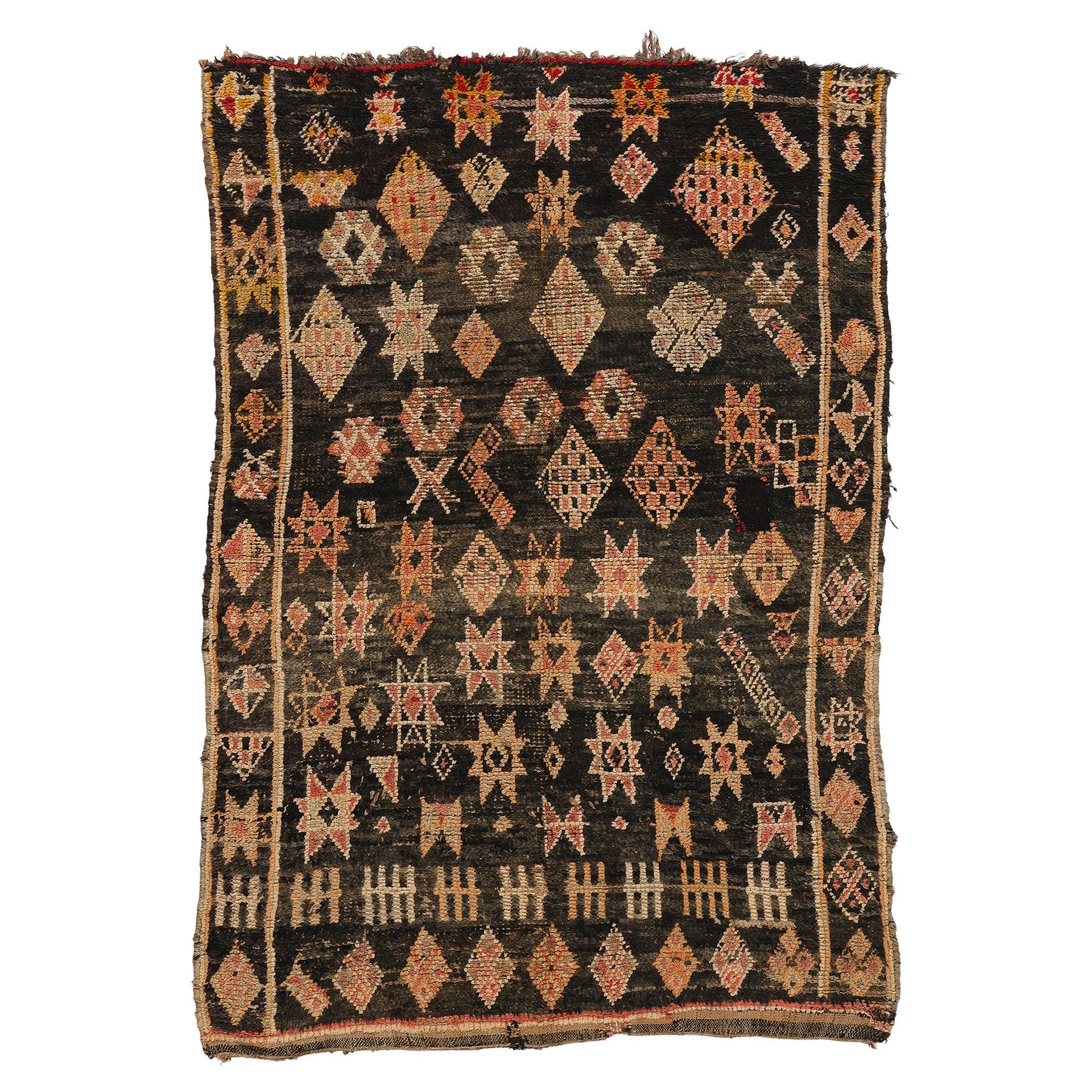 Vintage Beni Mrirt Moroccan Rug, Cozy Nomad Meets Bohemian Enchantment