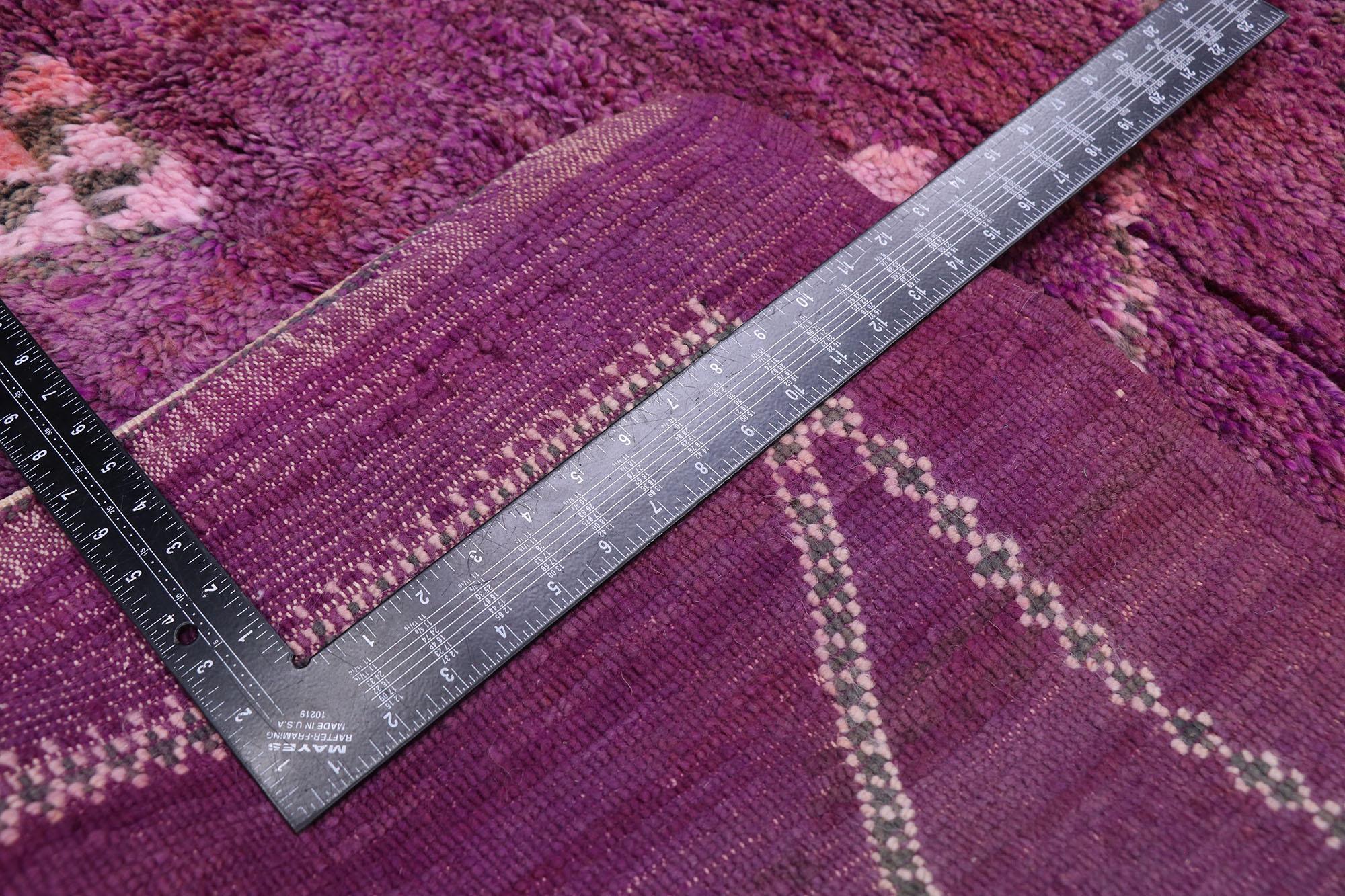 20th Century Vintage Purple Beni Mrirt Moroccan Rug, Bohemian Meets Tribal Enchantment For Sale