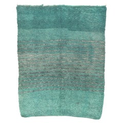 Vintage Beni Mrirt Moroccan Rug, Teal Tranquility Meets Cozy Hygge