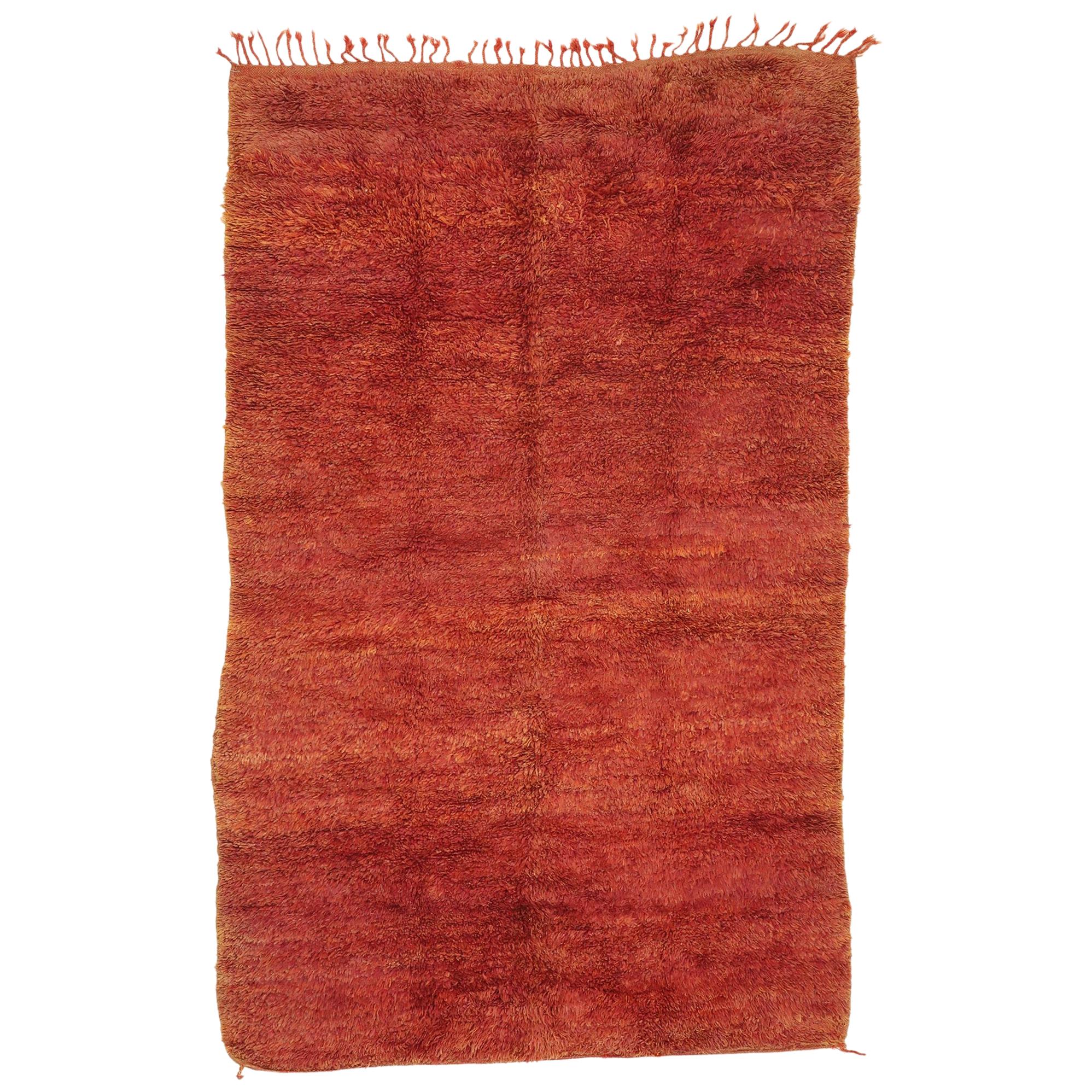 Vintage Beni Mrirt Rug with MidCentury Modern Style, Berber Red