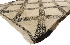 Vintage Beni Ouarain Moroccan Rug with Mid-Century Modern Style and Hygge Vibes