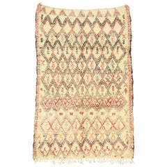 Vintage Beni Ouarain Moroccan Rug with Mid-Century Modern Style