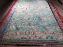 Vintage Beni Ourain Berber Moroccan  Teal Aqua Rug