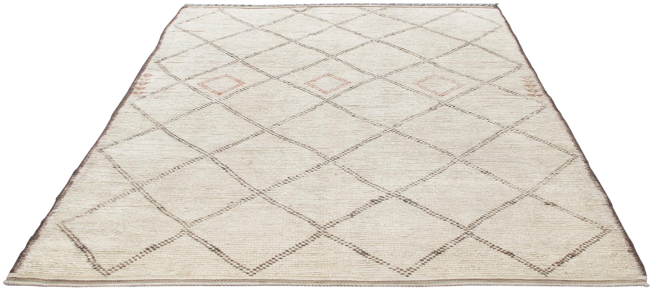 Hand-Knotted Vintage Beni Ourain Berber Tribal Moroccan Rug For Sale