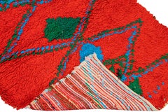Vintage Beni Ourain Moroccan Handmade Bright Orange Berber Wool Runner