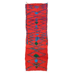 Vintage Beni Ourain Moroccan Handmade Bright Orange Berber Wool Runner