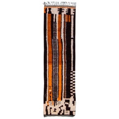 Vintage Beni Ourain Moroccan Handmade Orange And Black Berber Wool Runner Vintage Beni Ourain Moroccan Handmade Orange And Black Berber Wool Runner